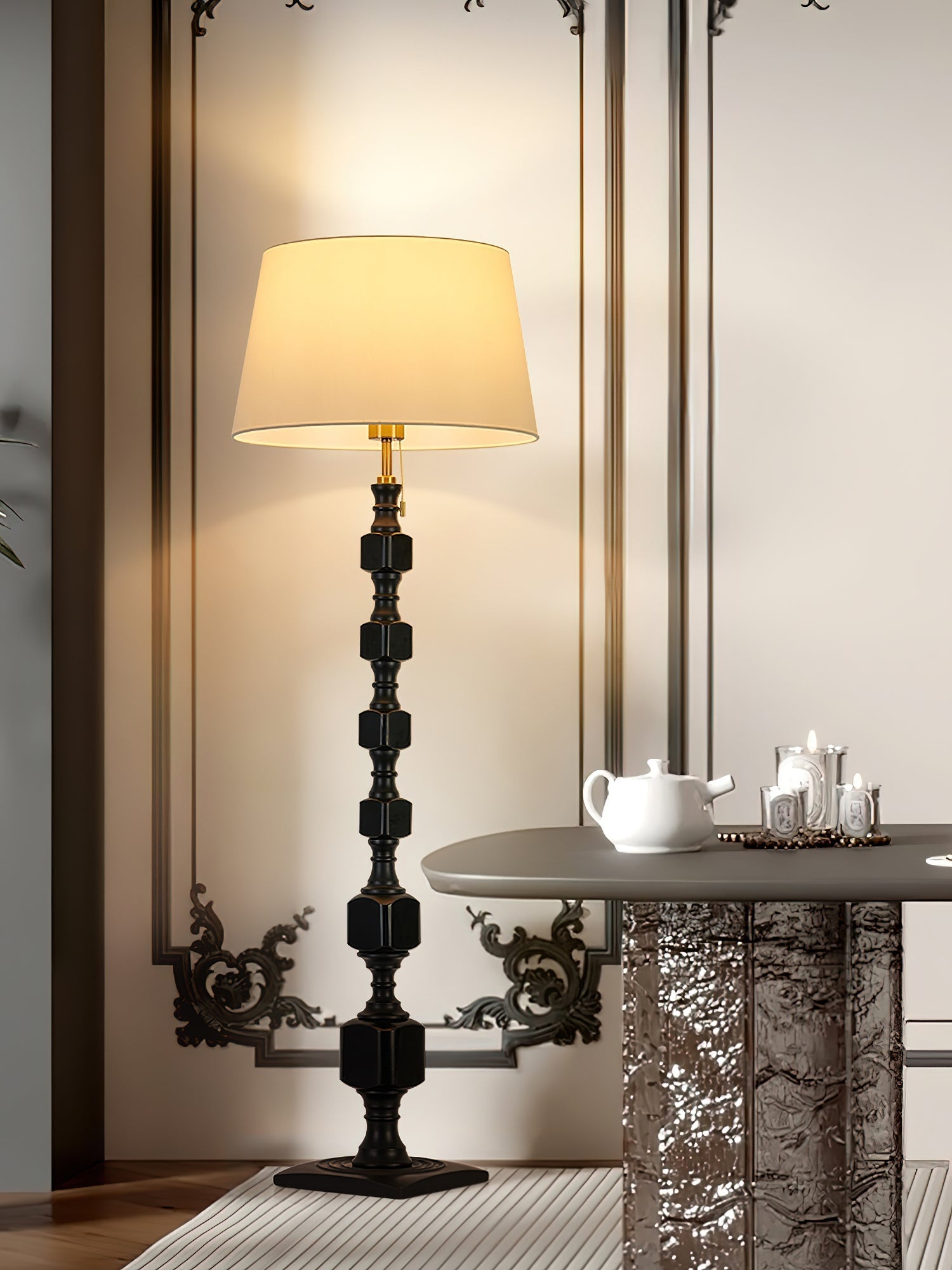 Vega Hexas Wood Floor Lamp-Neutral Decor