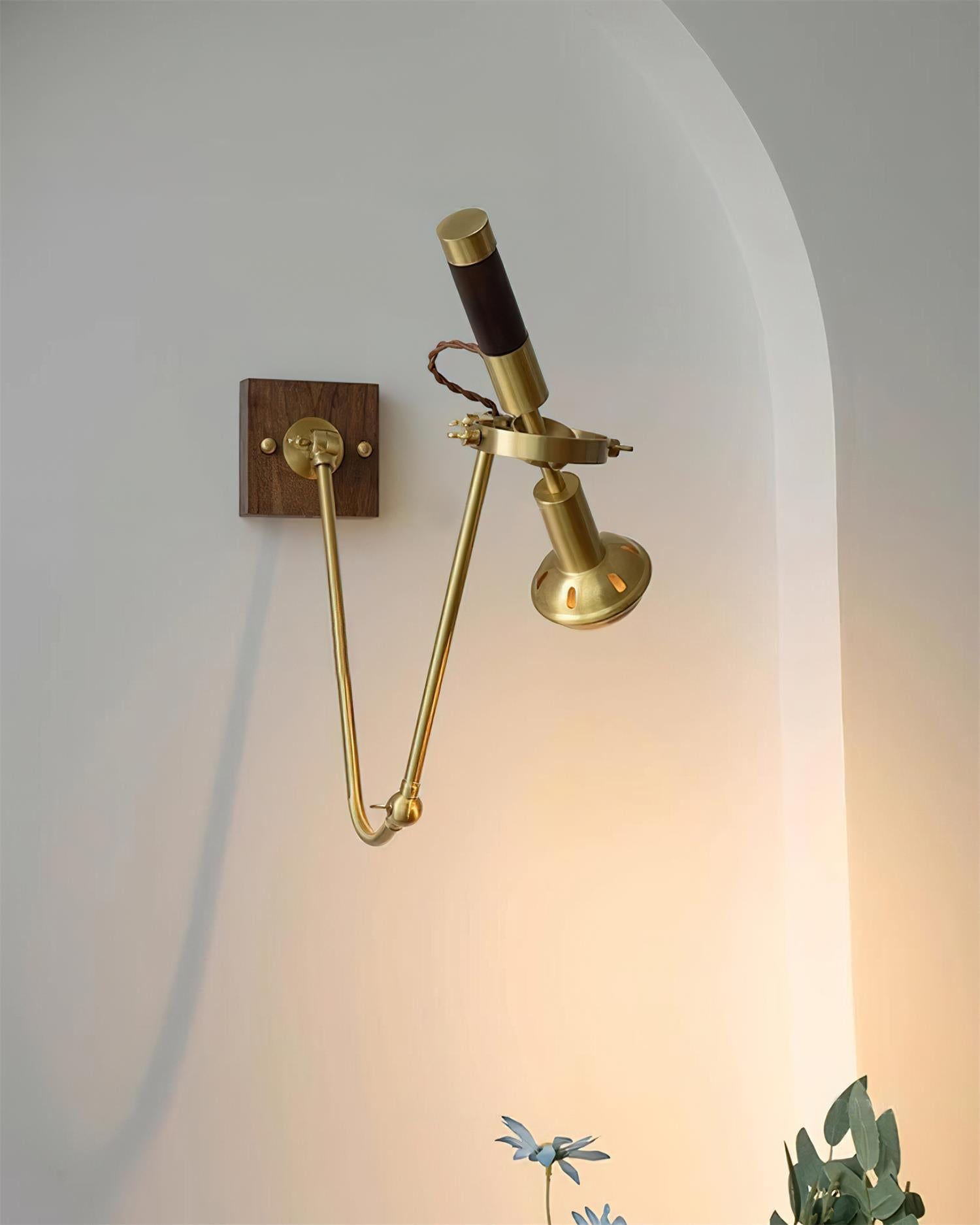 Wall Lamp Adjustable Brass Walnut Vintage Spotlight Industrial Task Sconce
