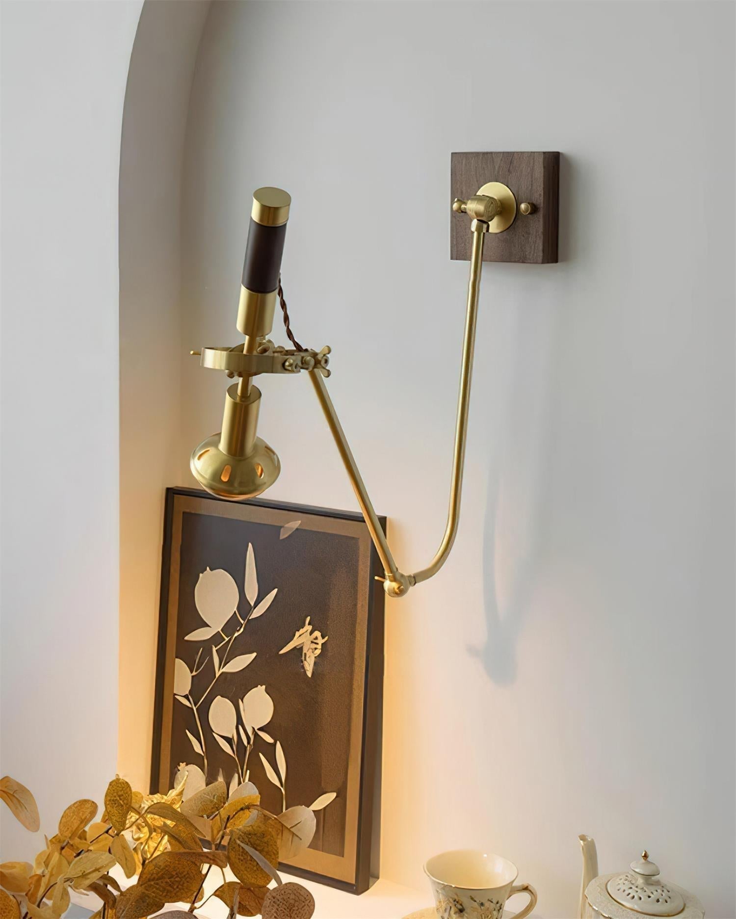 Wall Lamp Adjustable Brass Walnut Vintage Spotlight Industrial Task Sconce