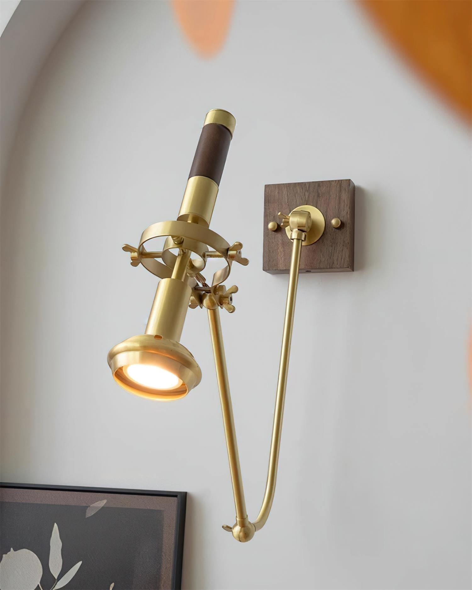 Wall Lamp Adjustable Brass Walnut Vintage Spotlight Industrial Task Sconce