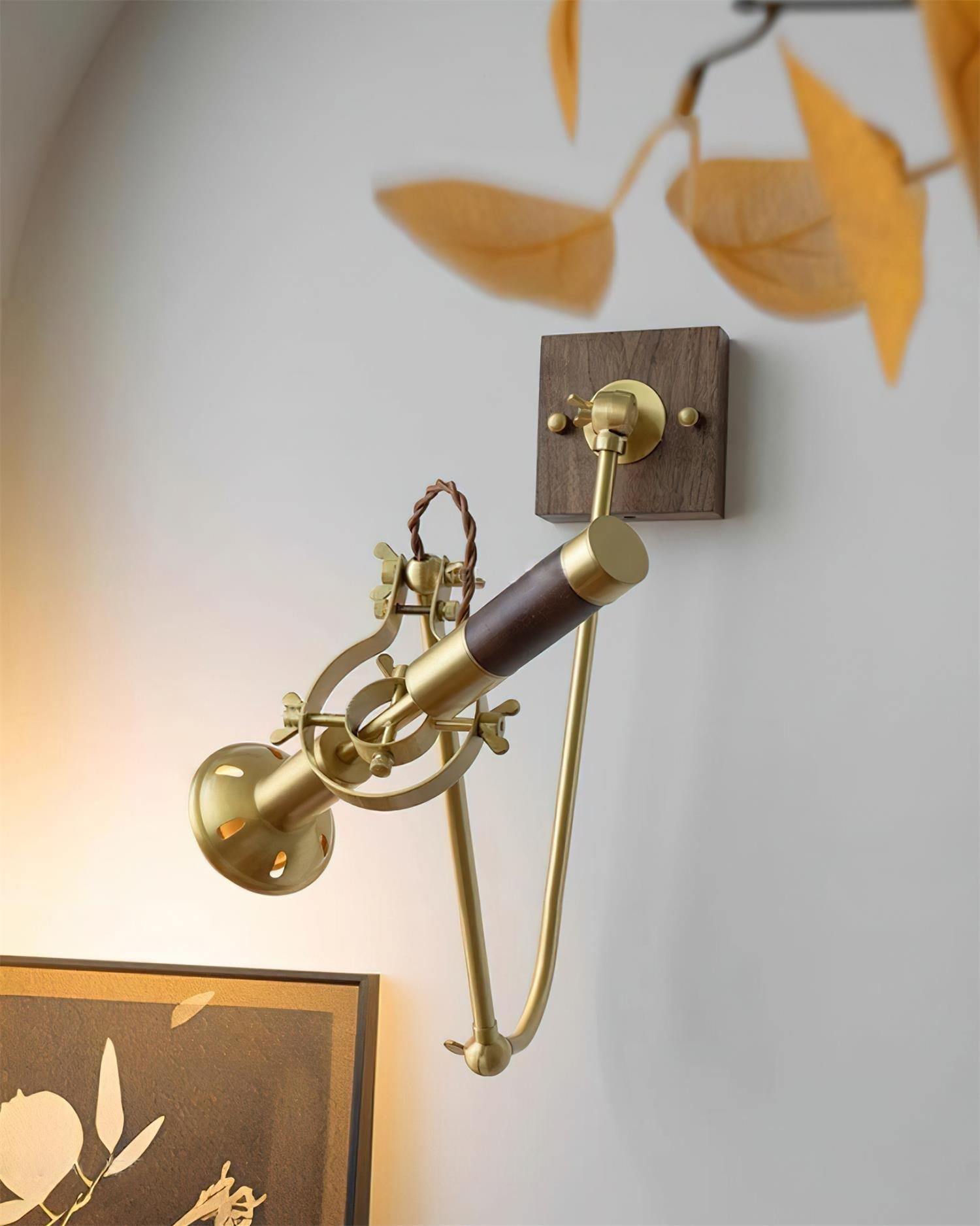 Wall Lamp Adjustable Brass Walnut Vintage Spotlight Industrial Task Sconce