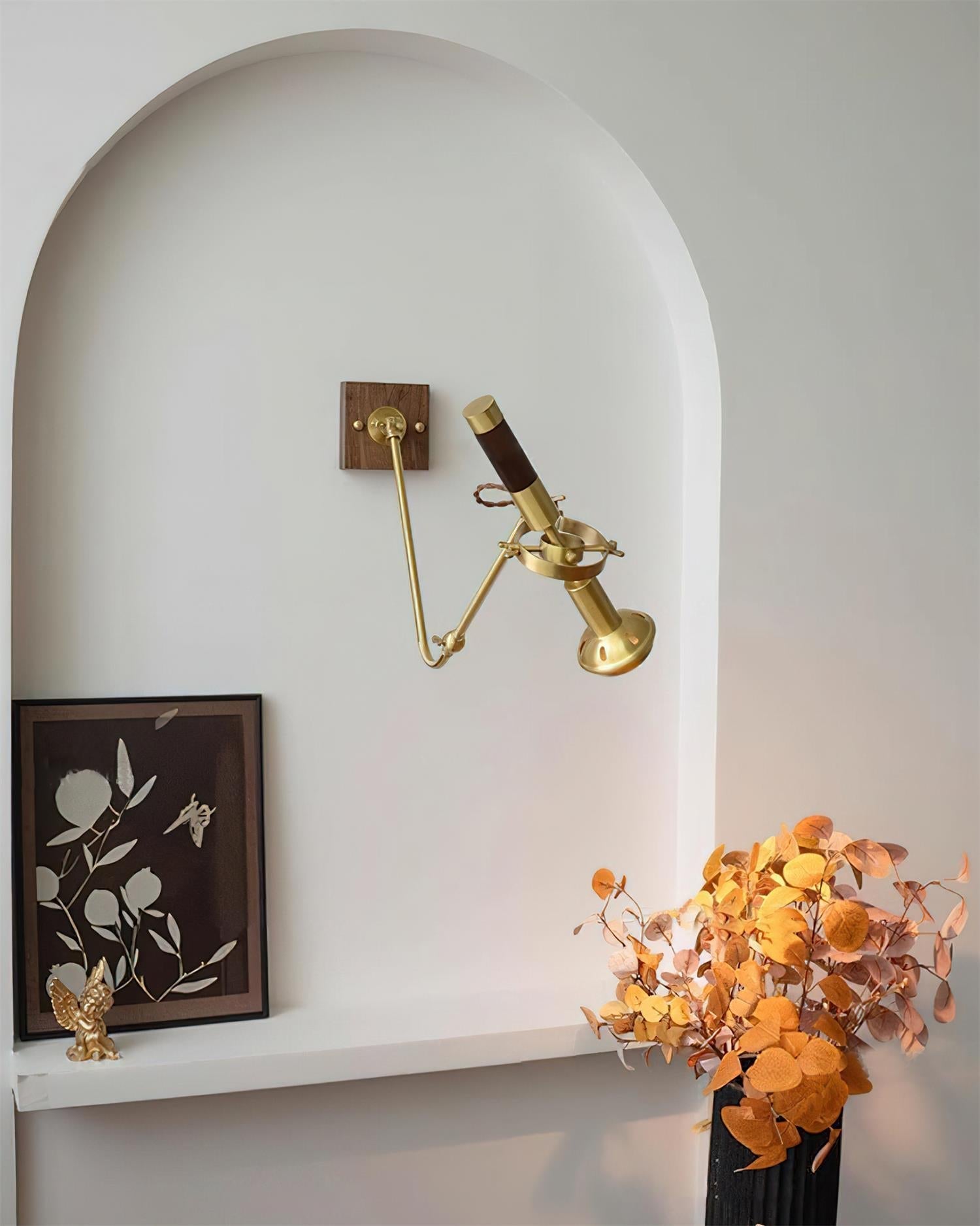 Wall Lamp Adjustable Brass Walnut Vintage Spotlight Industrial Task Sconce
