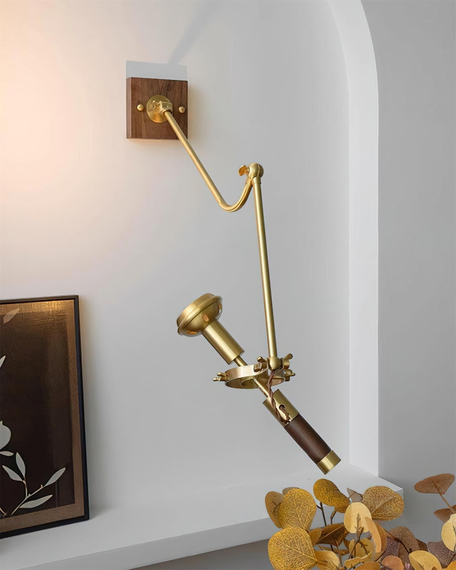 Wall Lamp Adjustable Brass Walnut Vintage Spotlight Industrial Task Sconce
