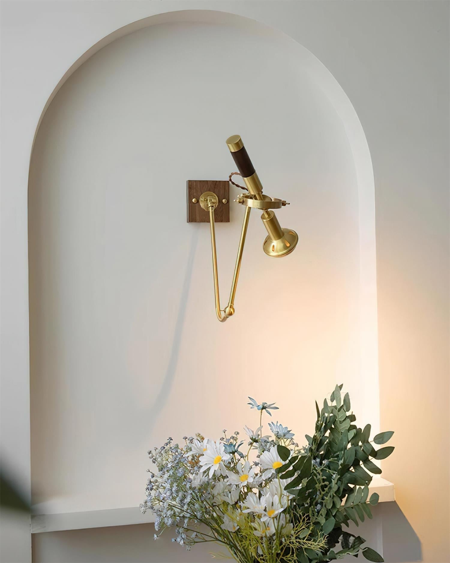 Wall Lamp Adjustable Brass Walnut Vintage Spotlight Industrial Task Sconce