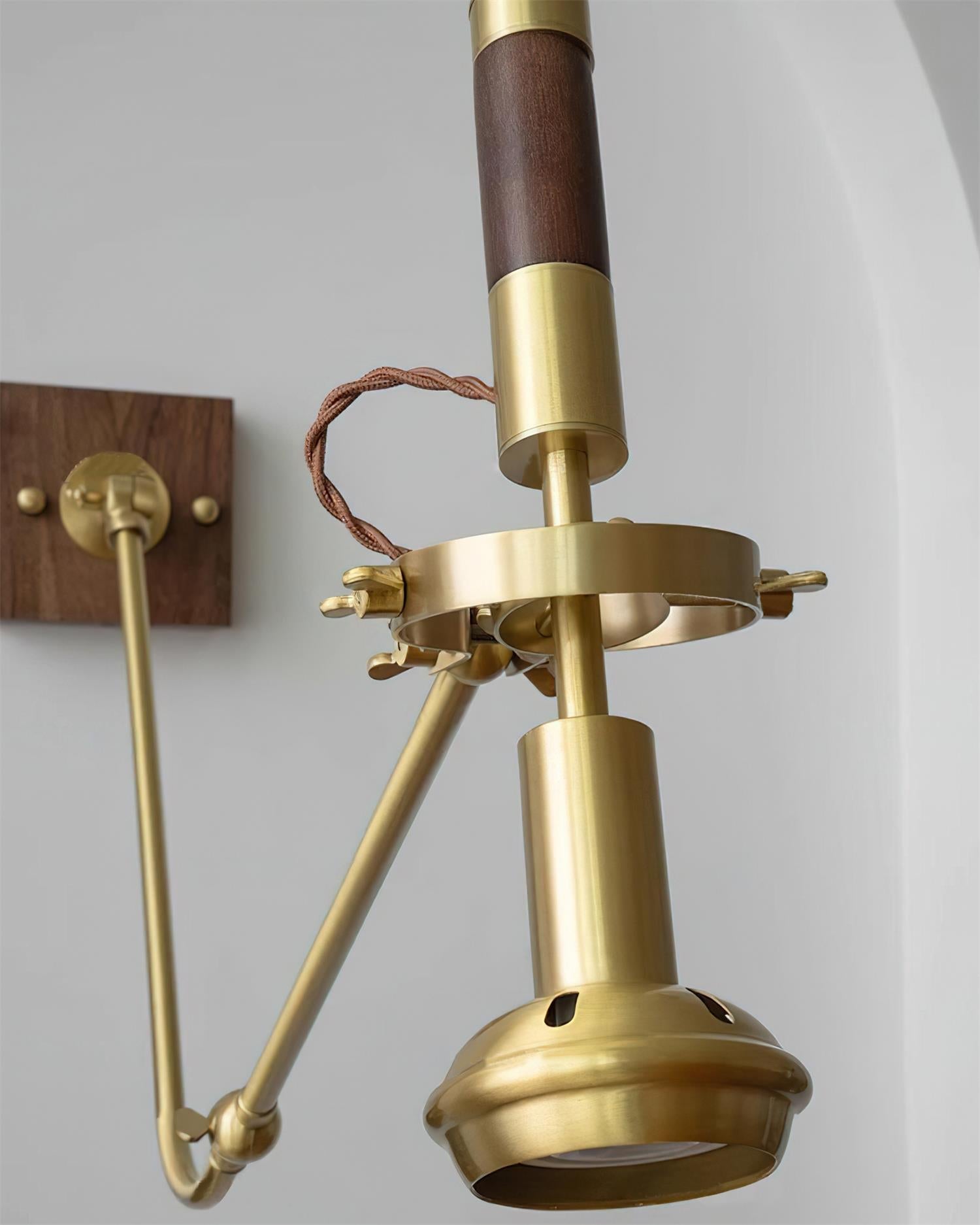 Wall Lamp Adjustable Brass Walnut Vintage Spotlight Industrial Task Sconce