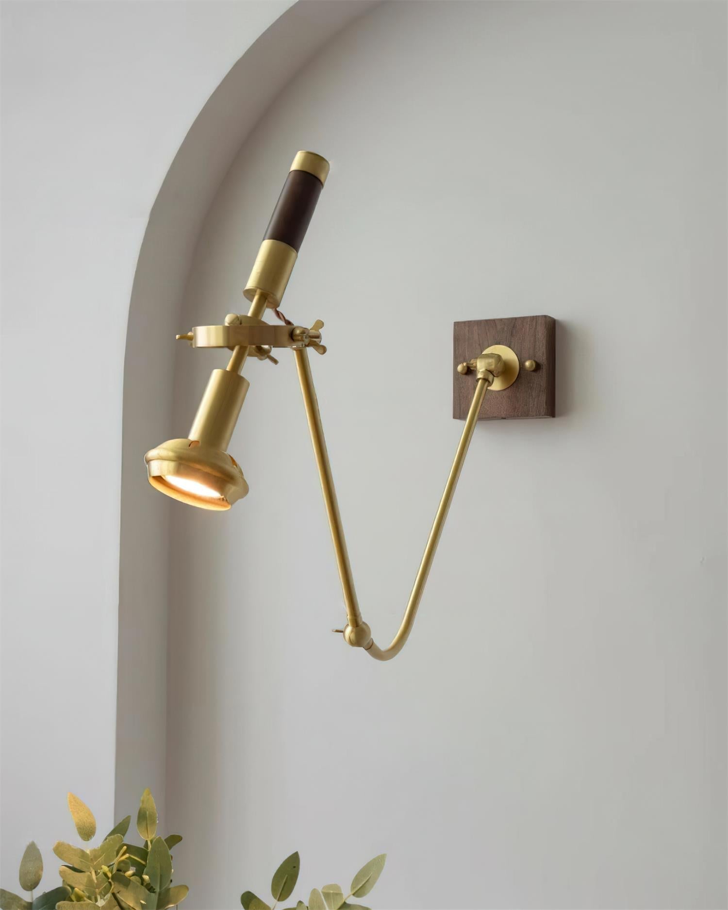 Wall Lamp Adjustable Brass Walnut Vintage Spotlight Industrial Task Sconce