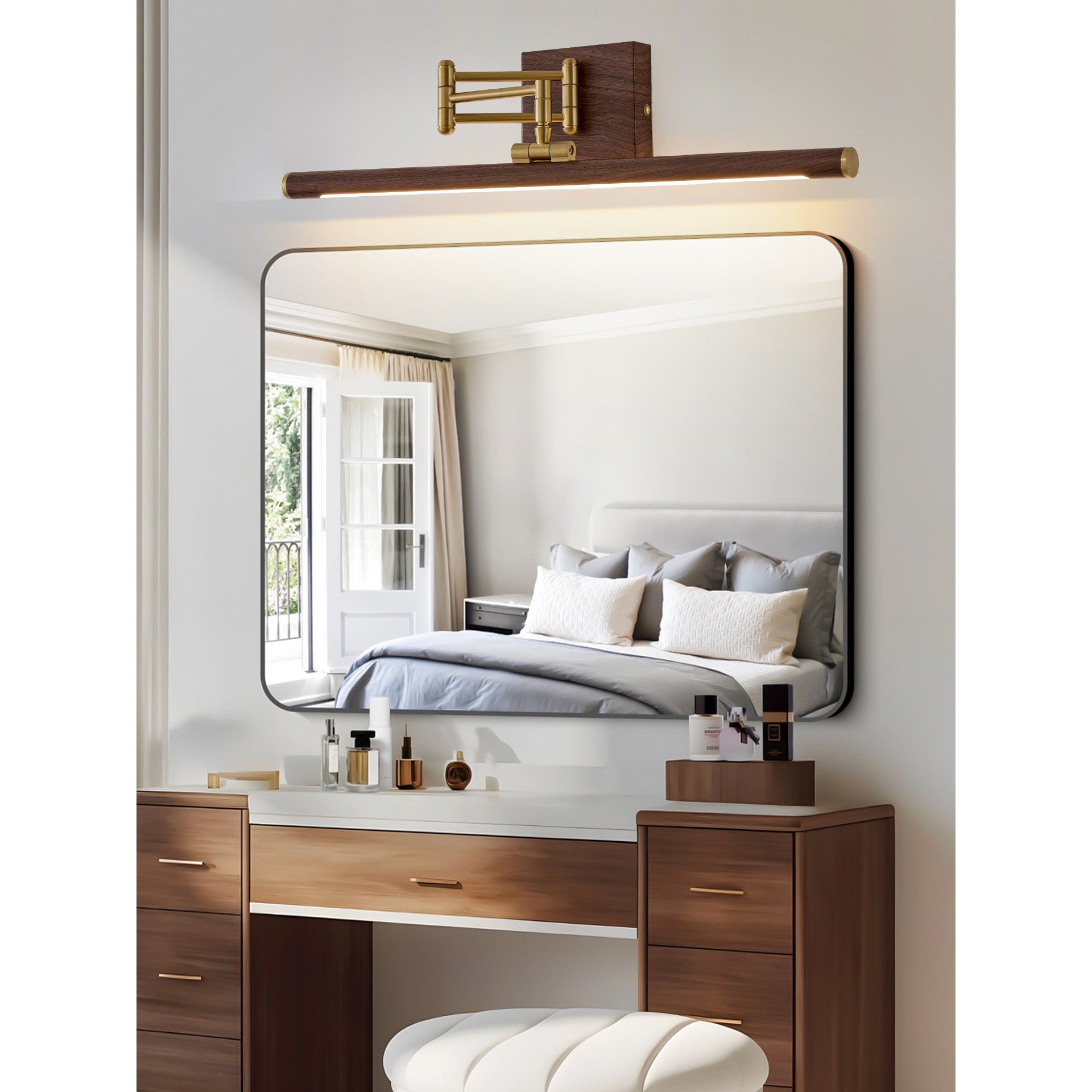 Hinkley Stokes Wall Lamp in the Walnut color finish.