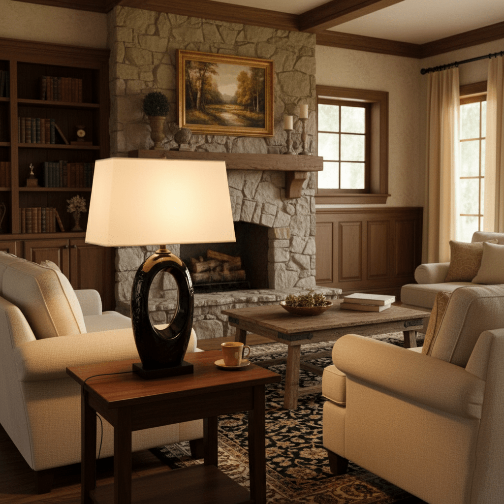 Hollow Oval Ceramic Table Lamp-Neutral Decor