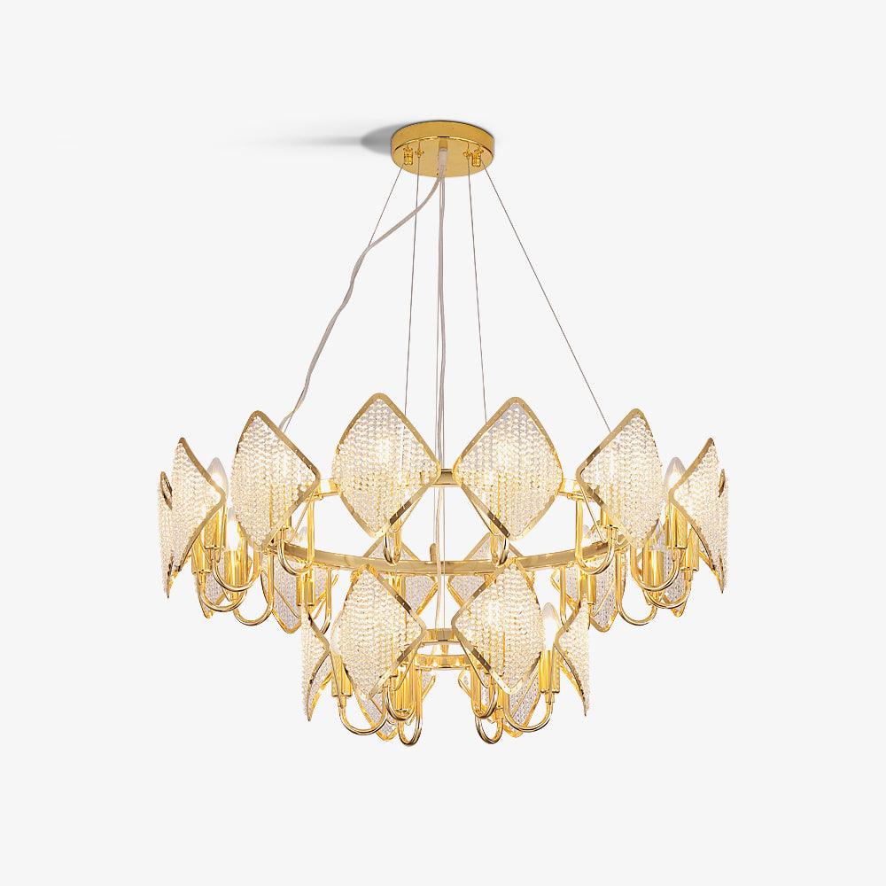 Aurora Chandelier Crystal Leaf Double-Tier-Neutral Decor