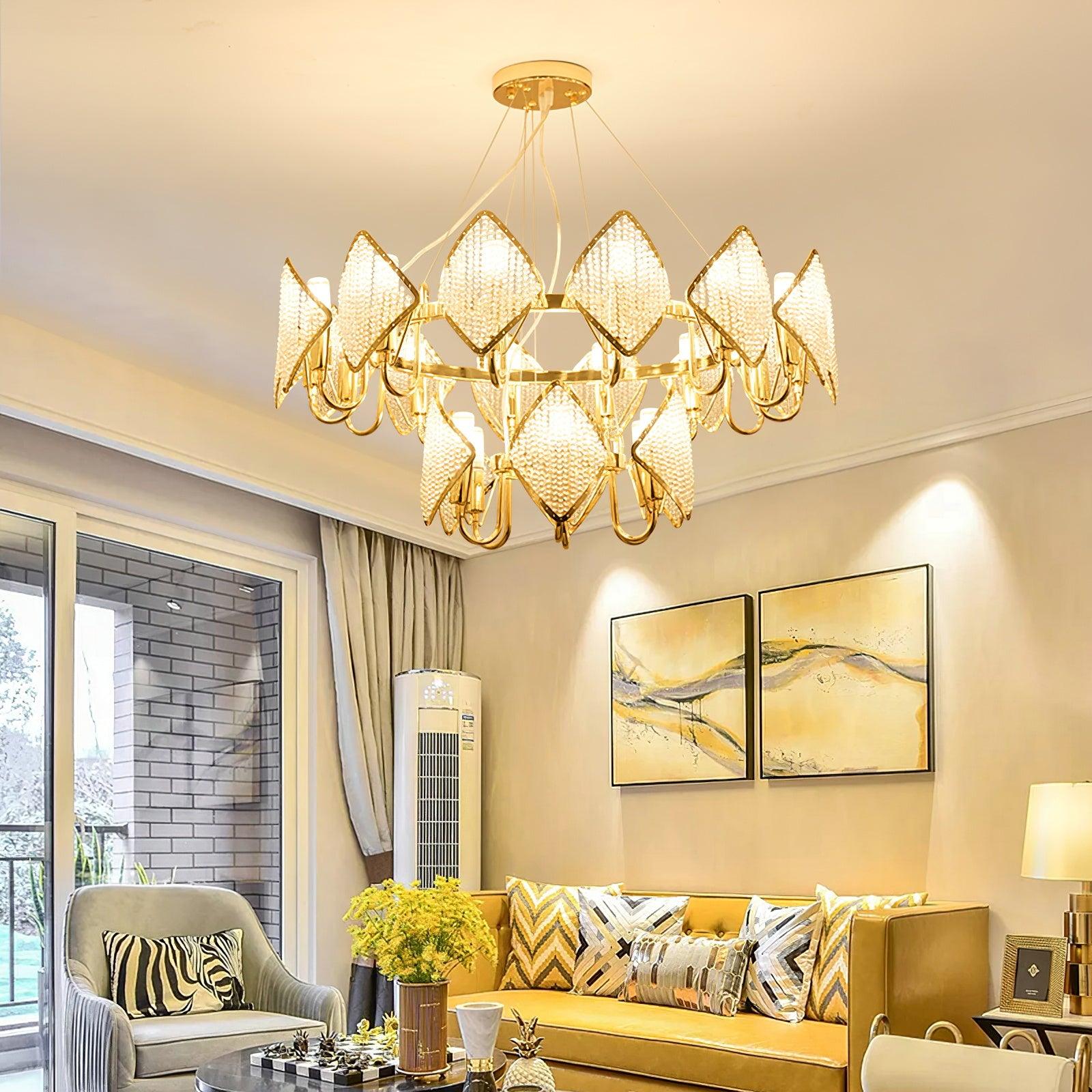 Aurora Chandelier Crystal Leaf Double-Tier-Neutral Decor
