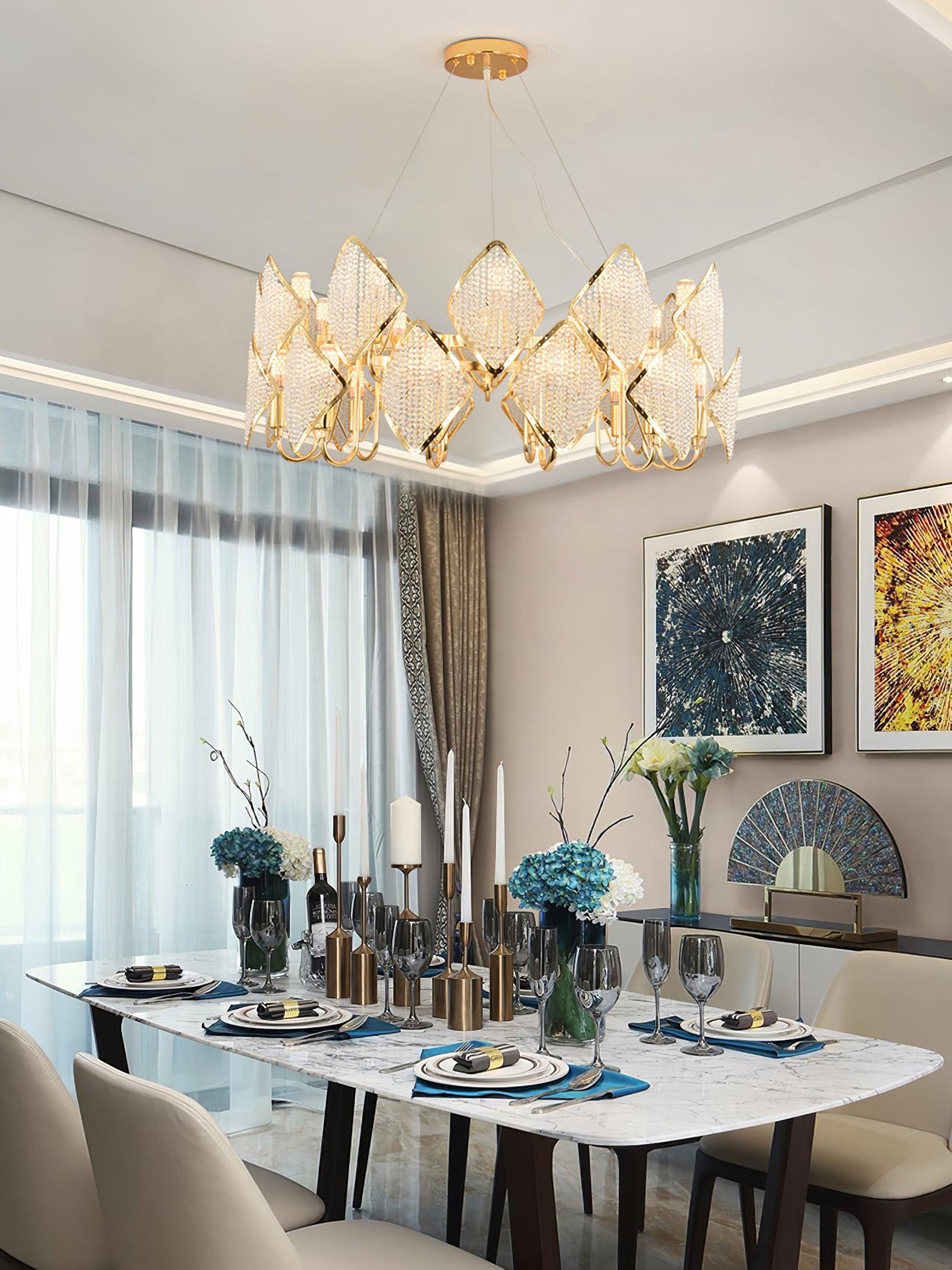 Aurora Chandelier Crystal Leaf Double-Tier-Neutral Decor