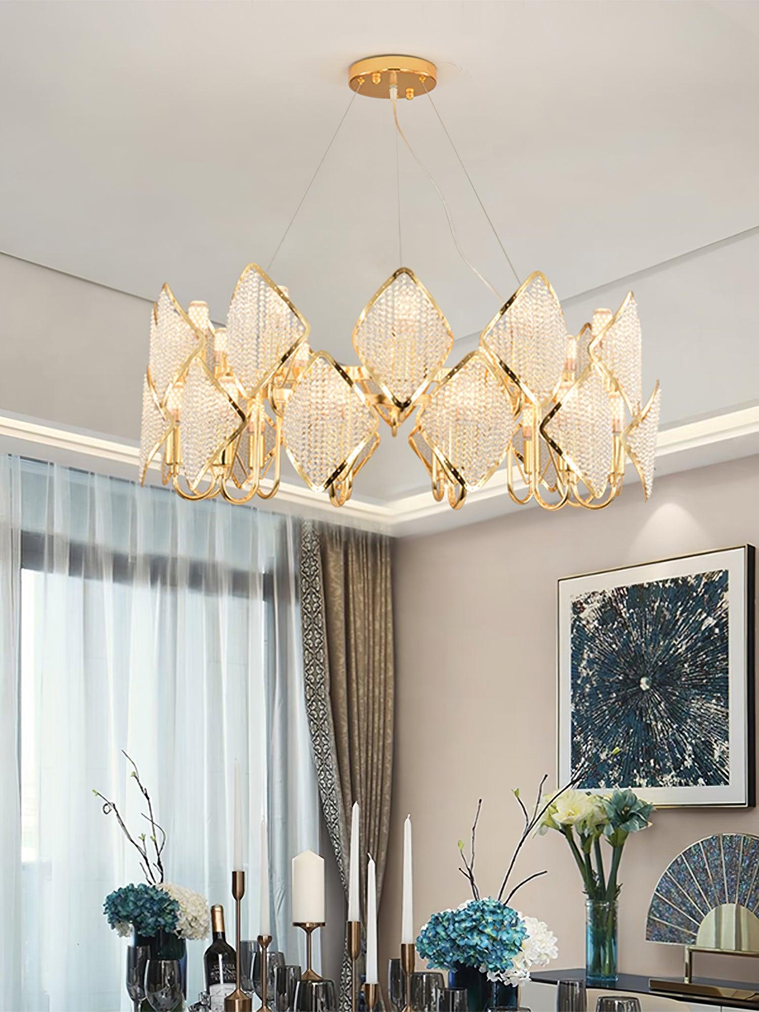 Aurora Chandelier Crystal Leaf Double-Tier-Neutral Decor