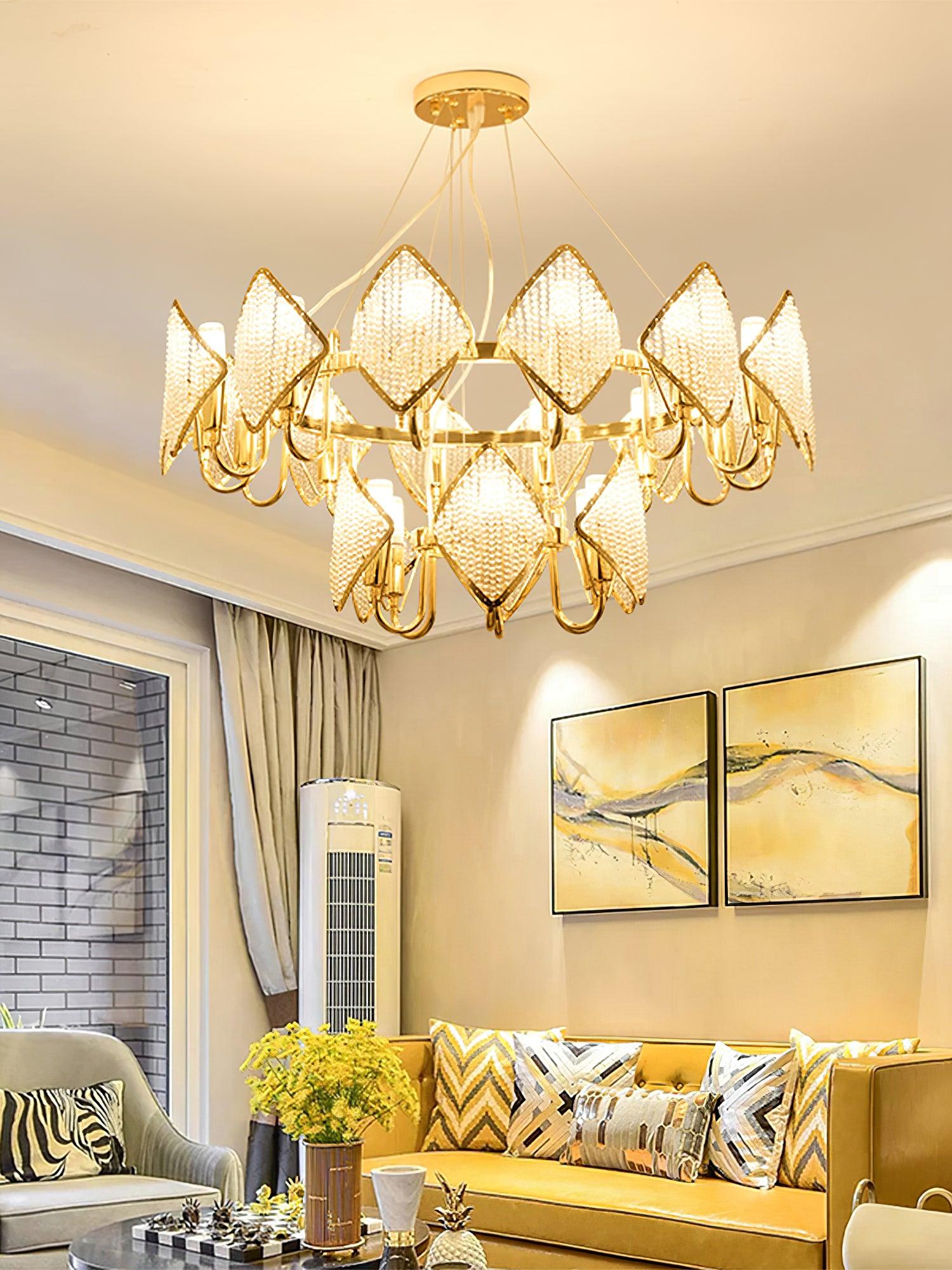 Aurora Chandelier Crystal Leaf Double-Tier-Neutral Decor