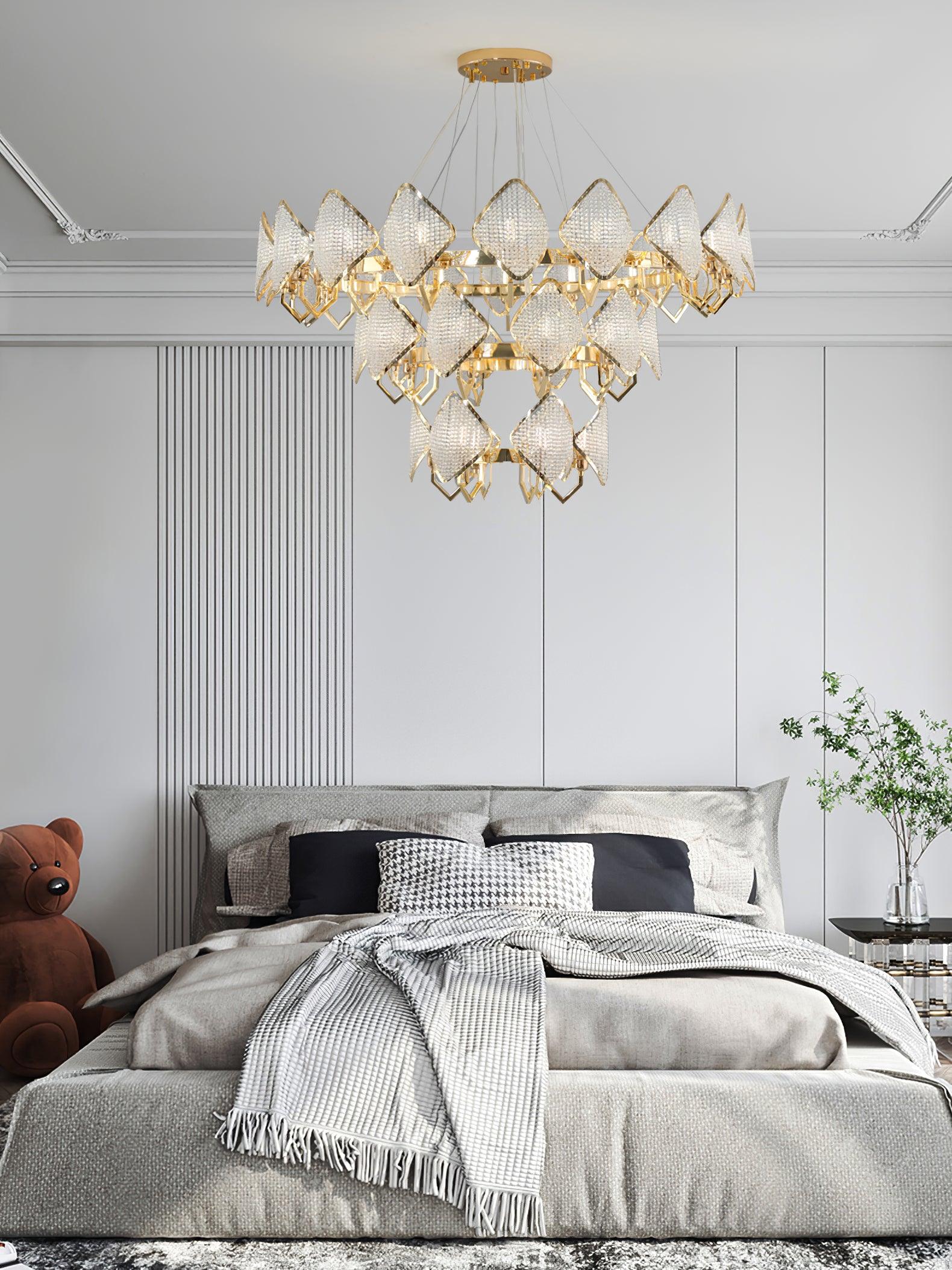 Aurora Chandelier Crystal Leaf Double-Tier-Neutral Decor
