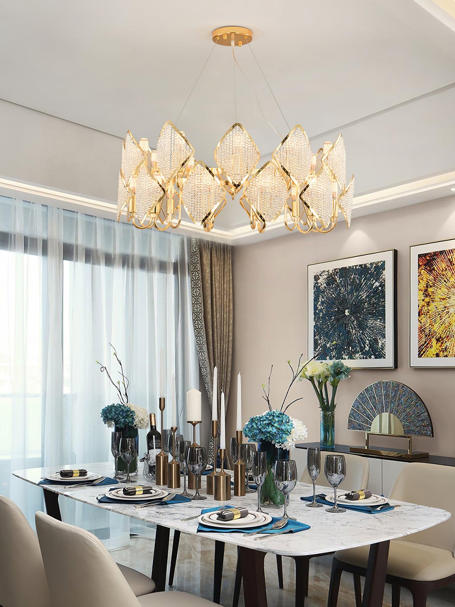 Aurora Chandelier Crystal Leaf Double-Tier-Neutral Decor