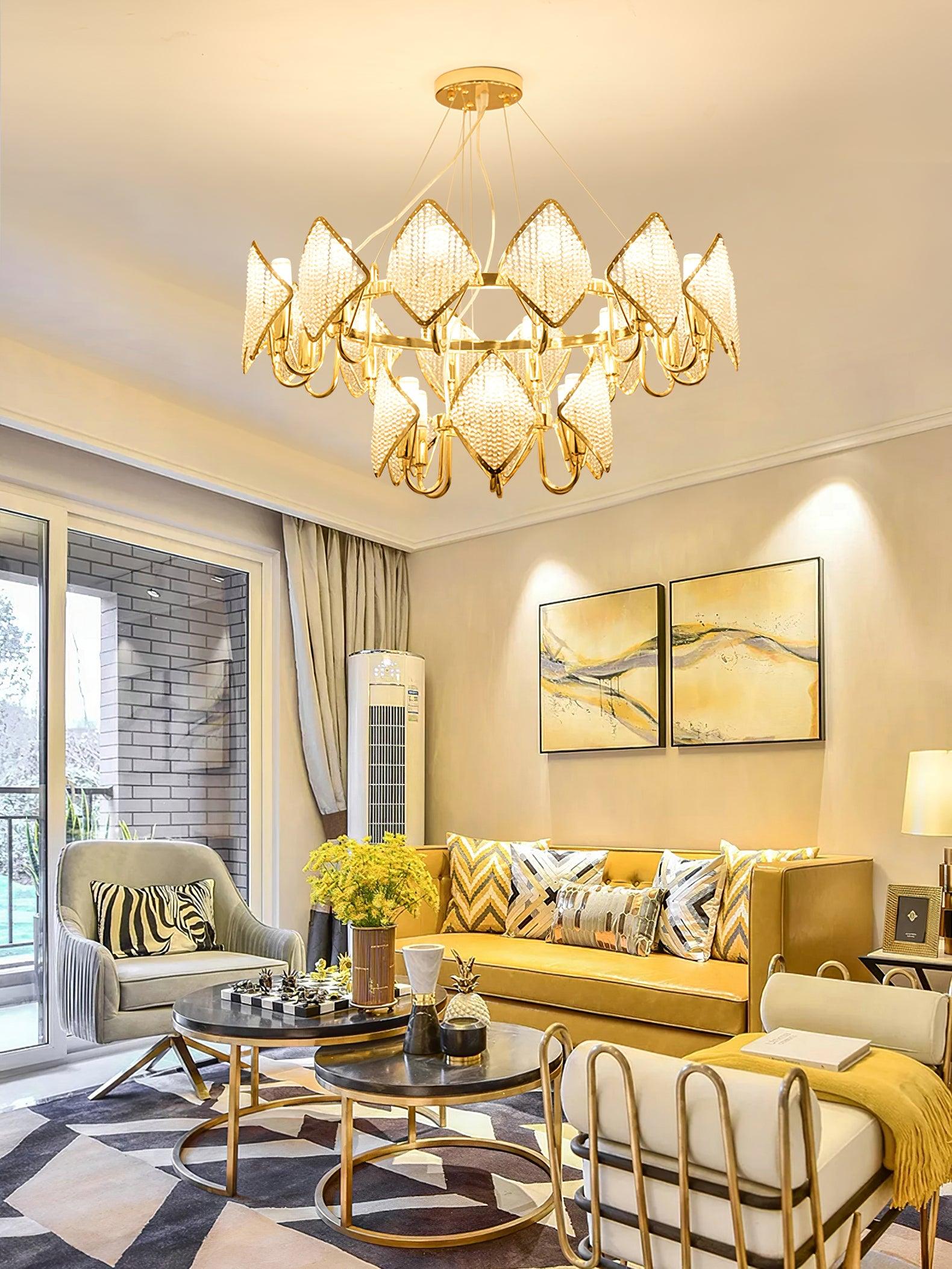 Aurora Chandelier Crystal Leaf Double-Tier-Neutral Decor