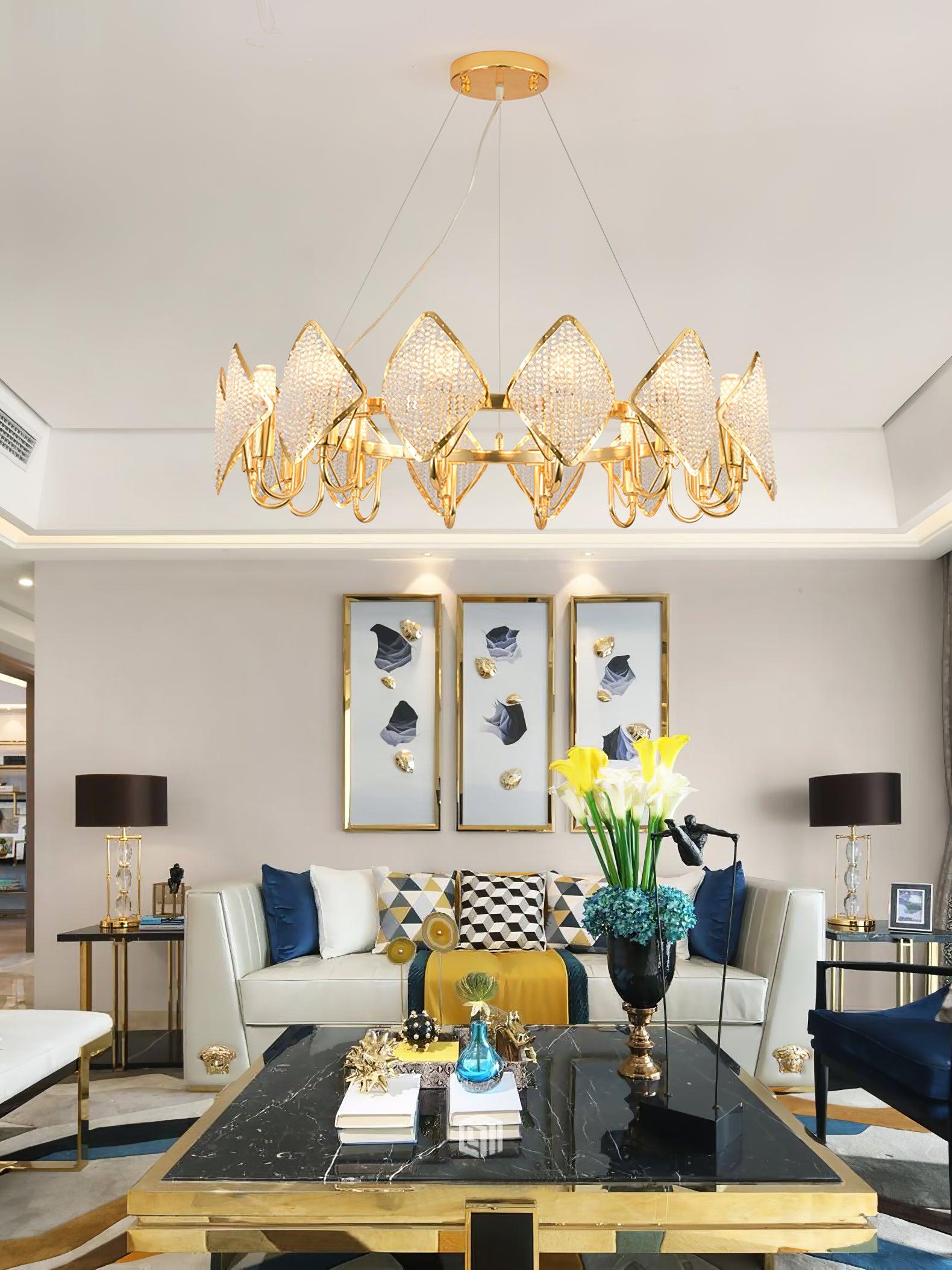 Aurora Chandelier Crystal Leaf Double-Tier-Neutral Decor