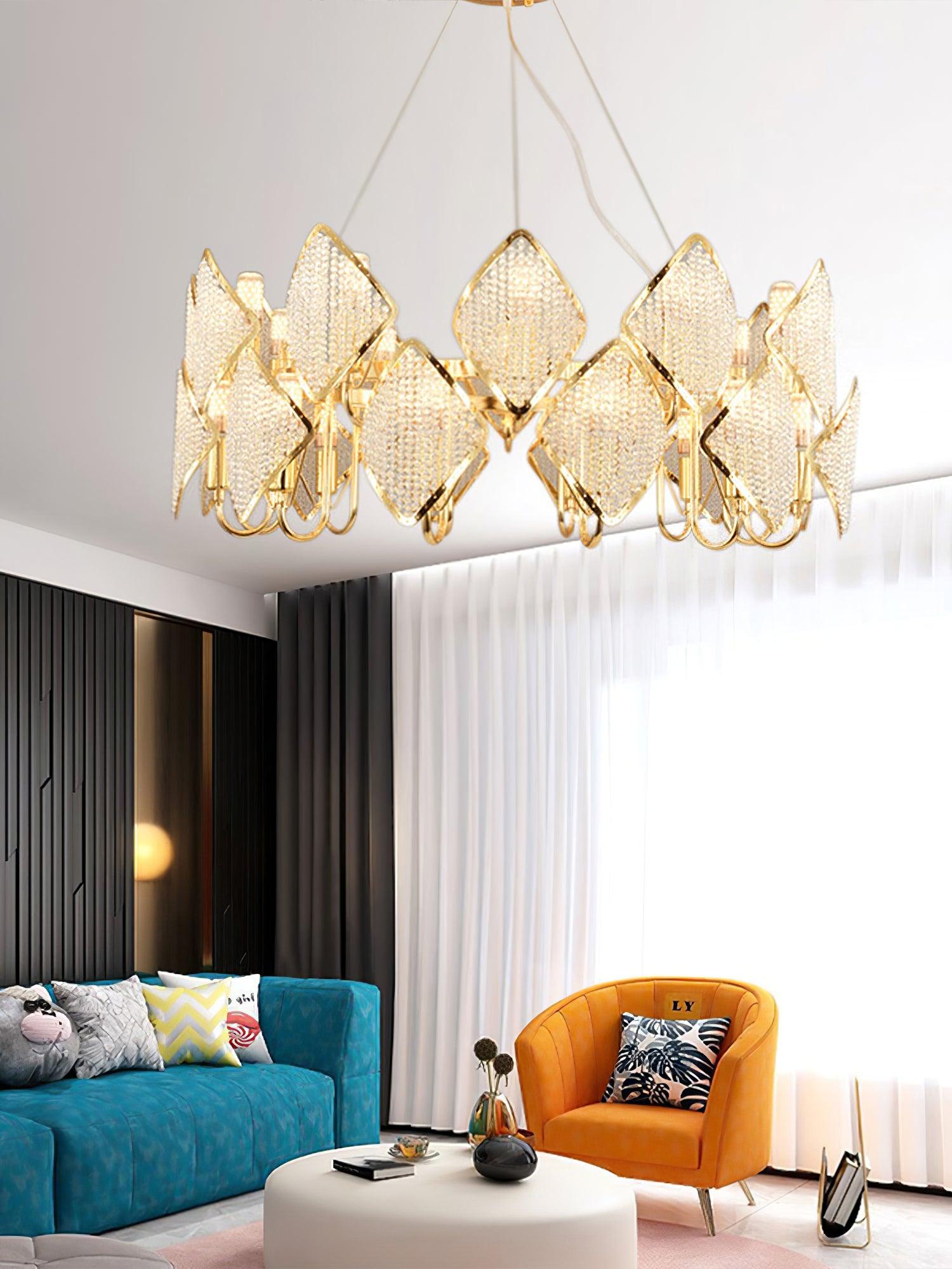 Aurora Chandelier Crystal Leaf Double-Tier-Neutral Decor