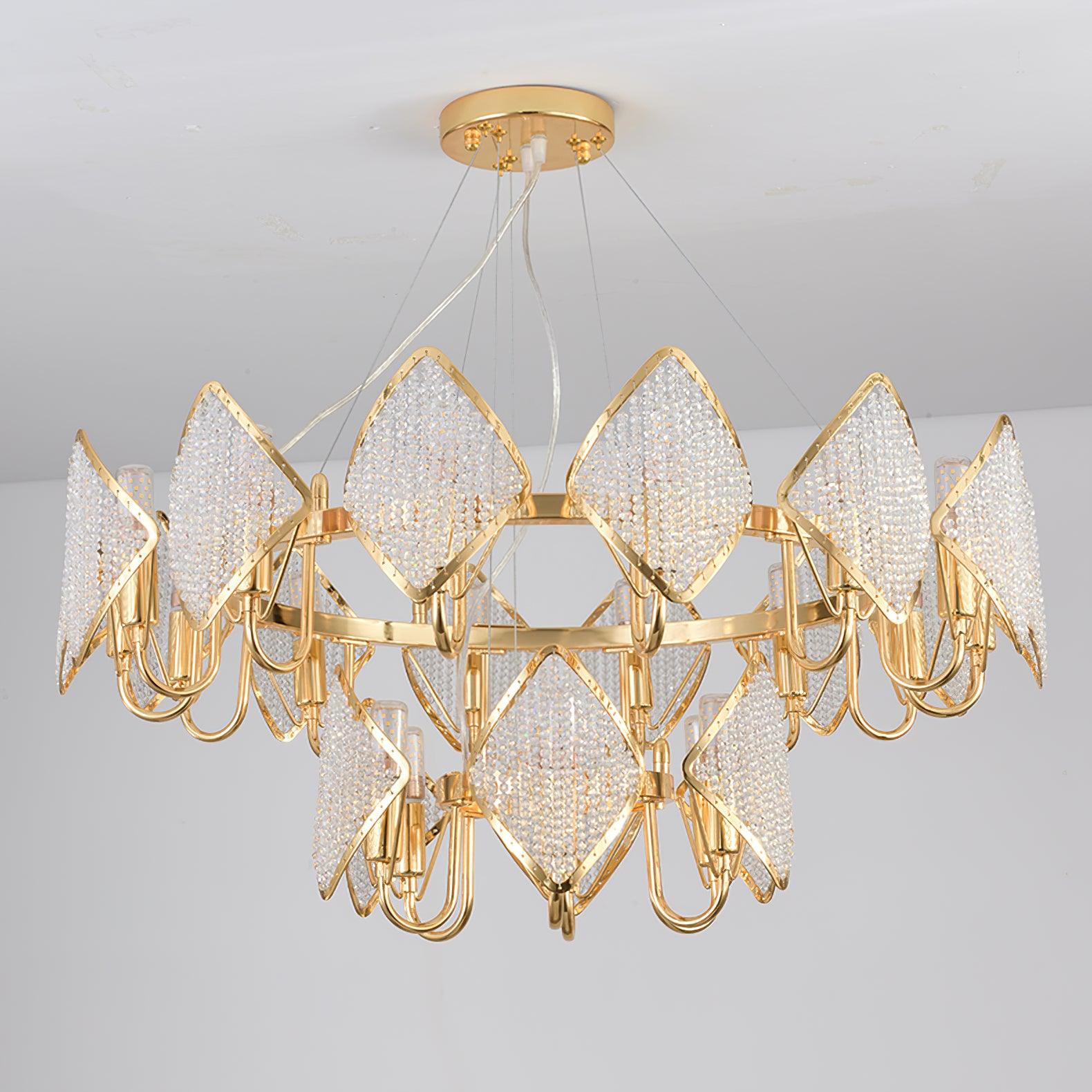 Aurora Chandelier Crystal Leaf Double-Tier-Neutral Decor