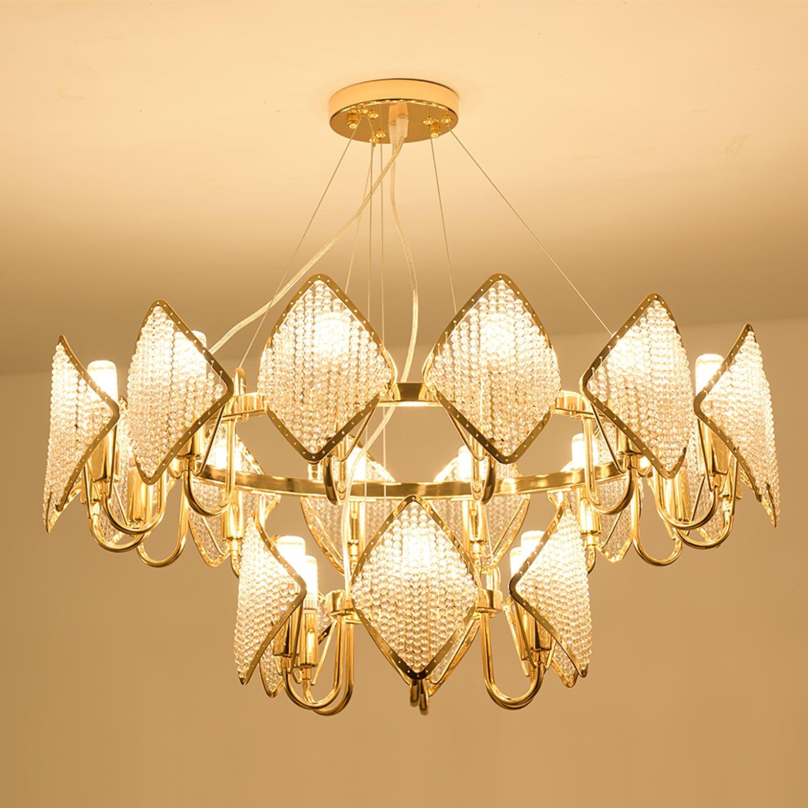 Aurora Chandelier Crystal Leaf Double-Tier-Neutral Decor