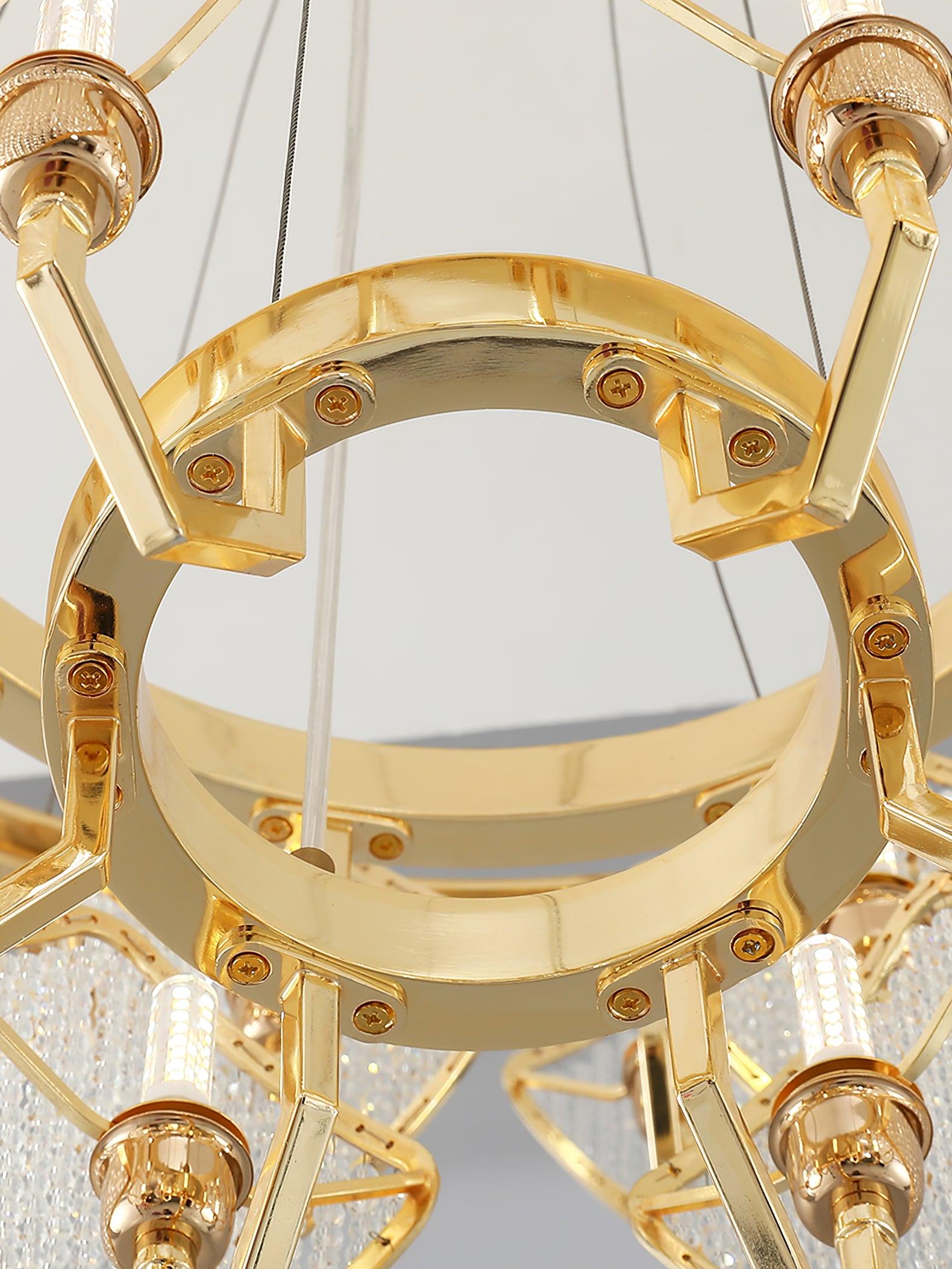 Aurora Chandelier Crystal Leaf Double-Tier-Neutral Decor