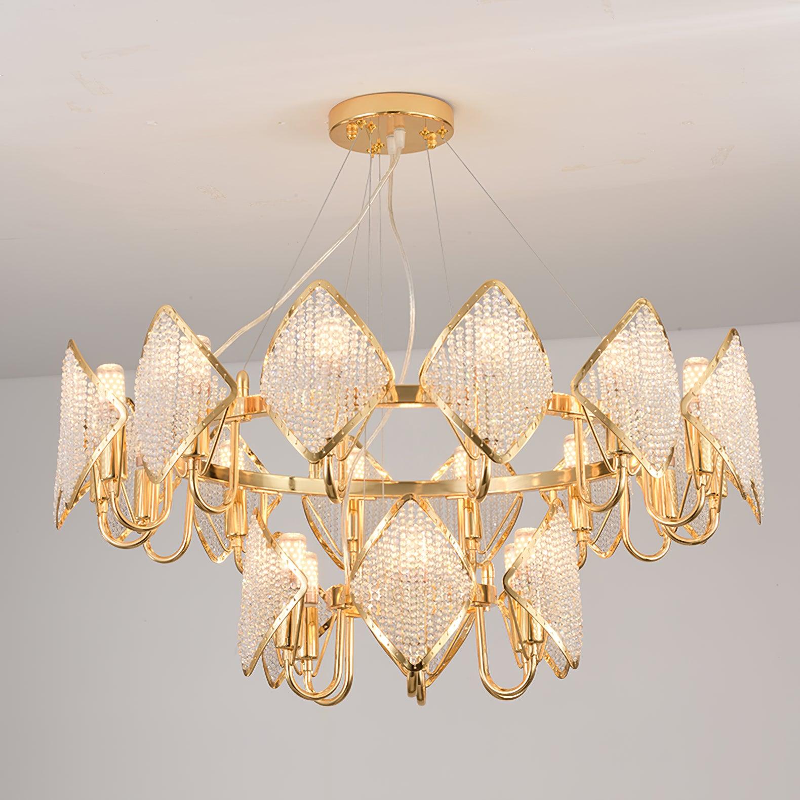 Aurora Chandelier Crystal Leaf Double-Tier-Neutral Decor