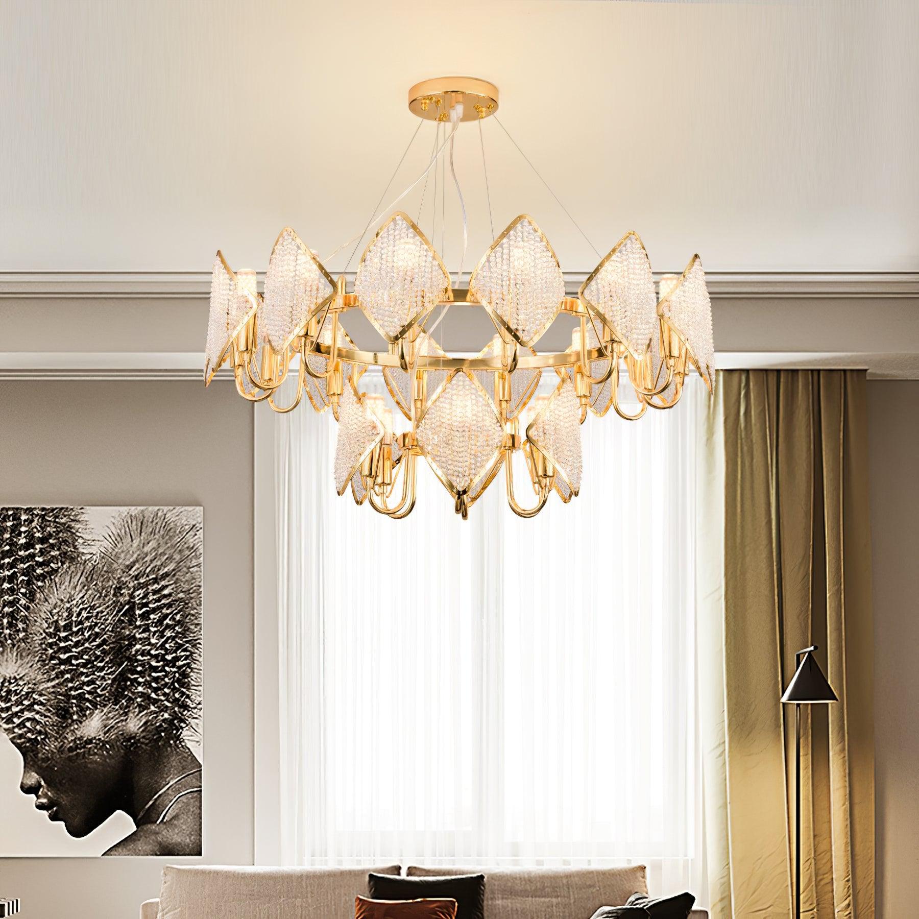 Aurora Chandelier Crystal Leaf Double-Tier-Neutral Decor