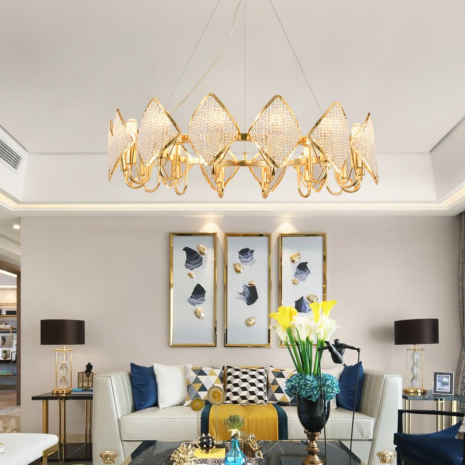 Aurora Chandelier Crystal Leaf Double-Tier-Neutral Decor