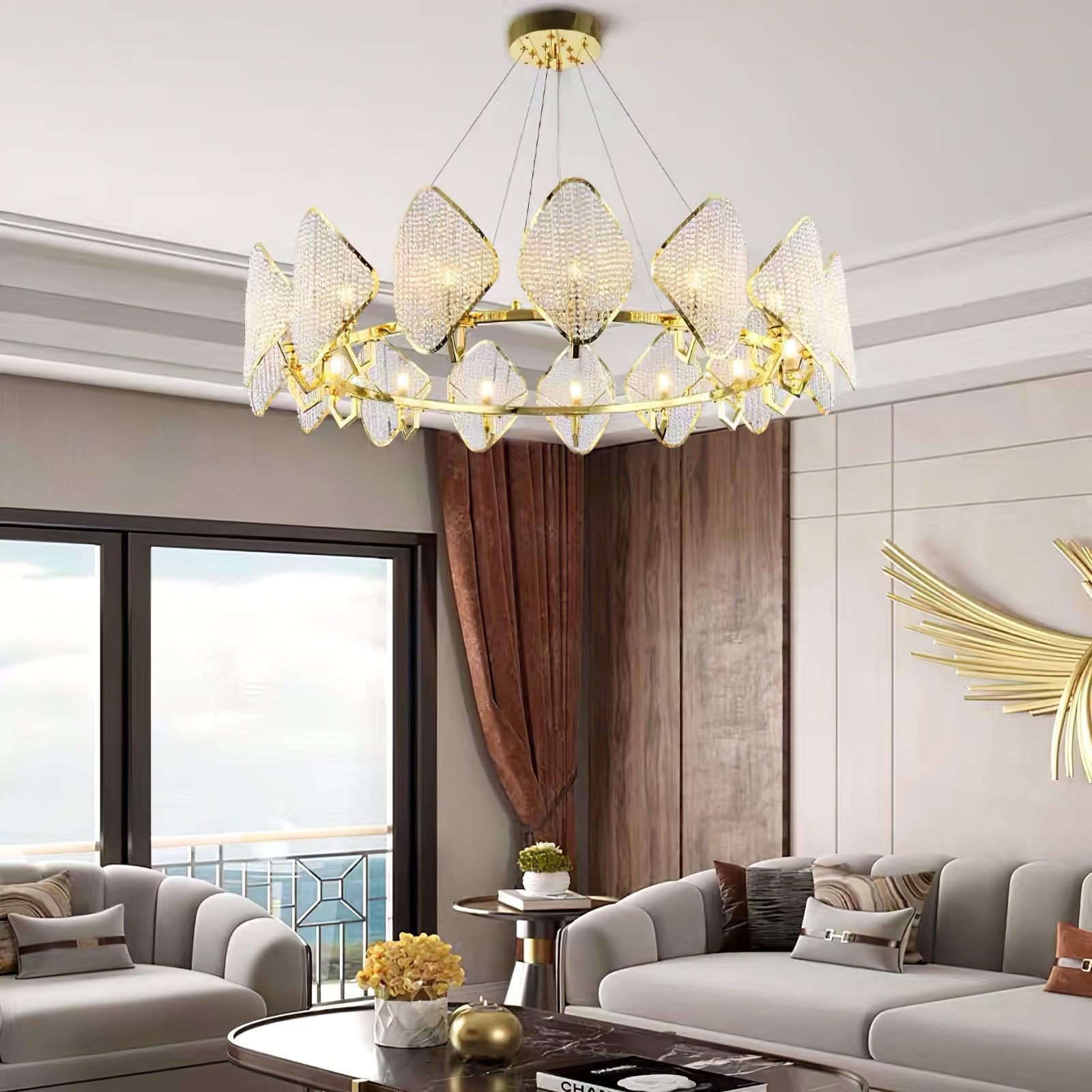 Aurora Chandelier Crystal Leaf Double-Tier-Neutral Decor