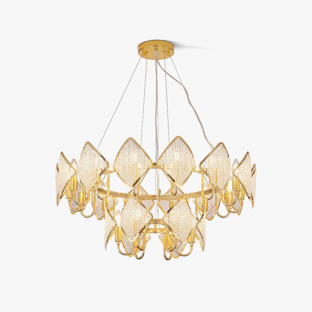 Aurora Chandelier Crystal Leaf Double-Tier-Neutral Decor
