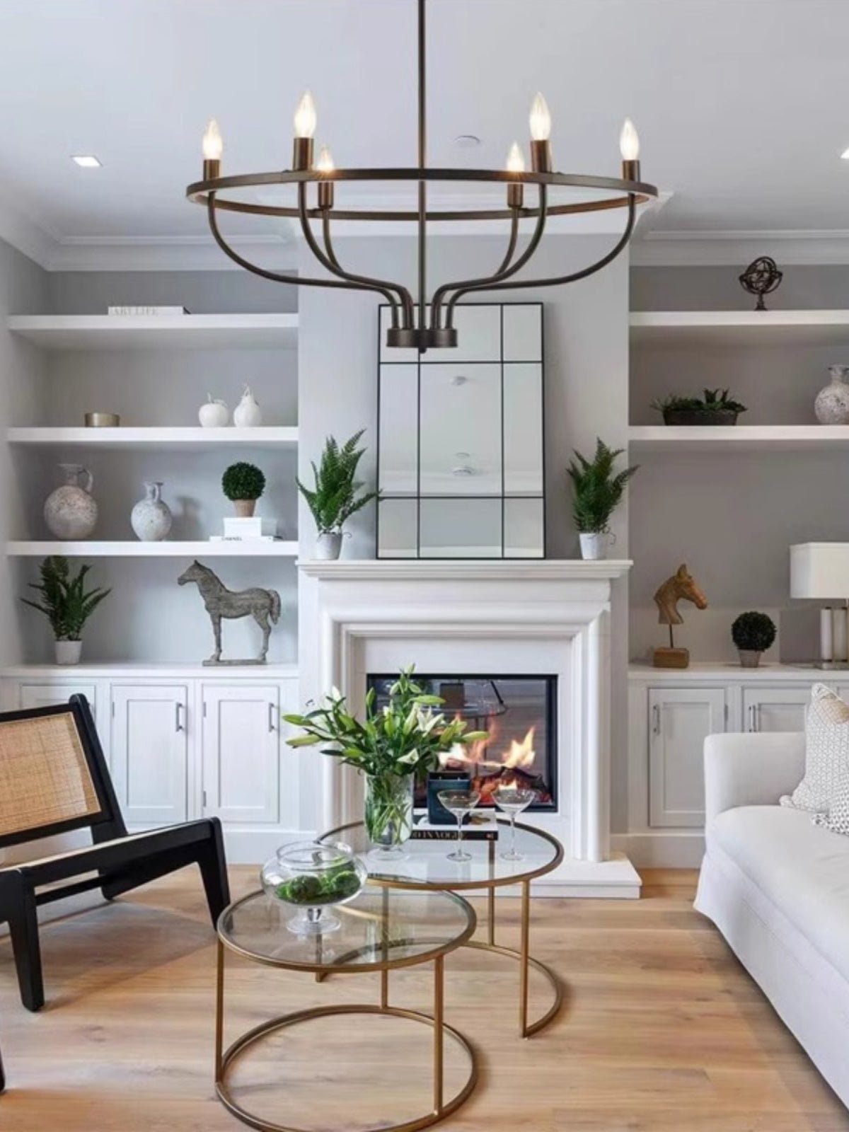 Aurelia Brass Gold Candelabra Chandelier-Neutral Decor