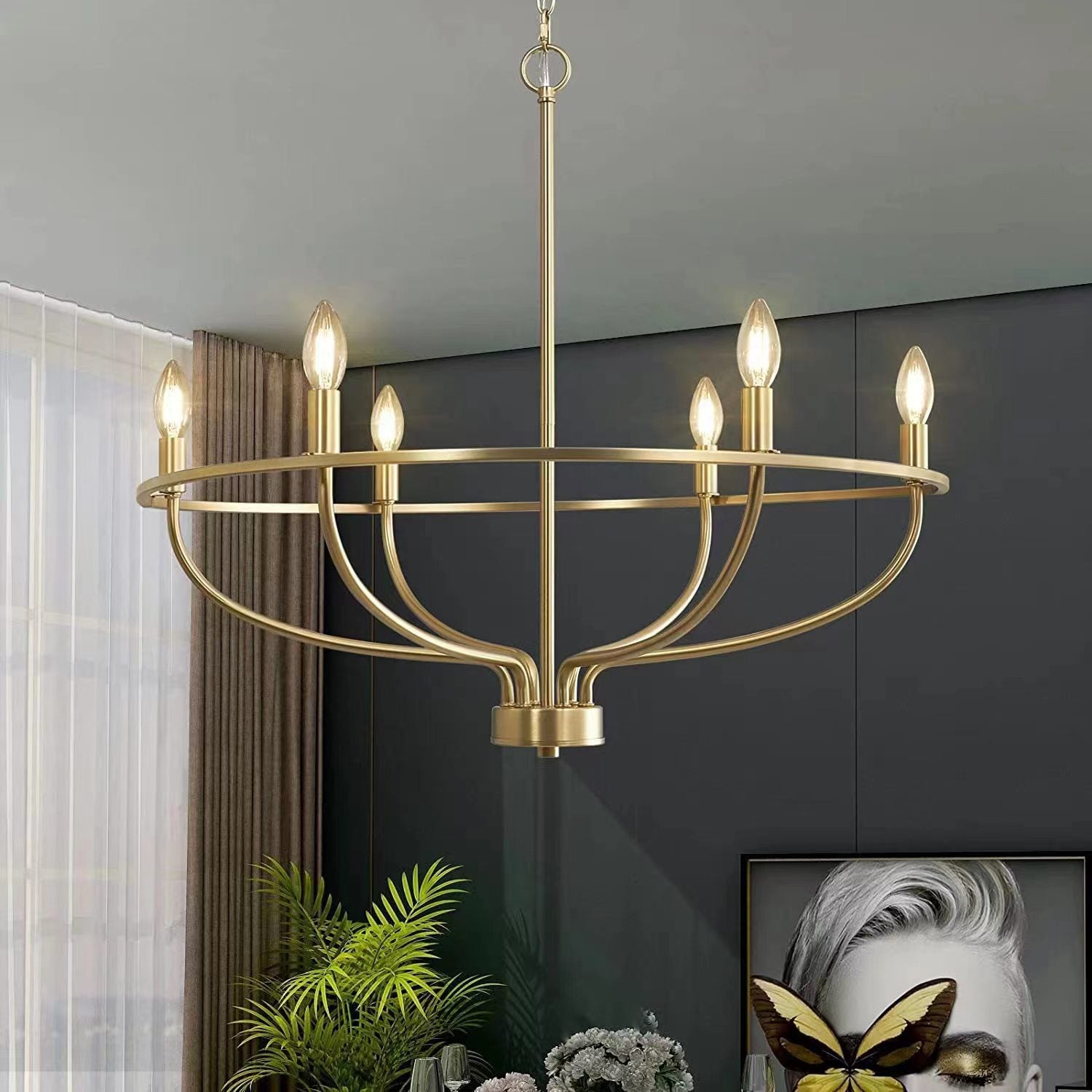 Aurelia Brass Gold Candelabra Chandelier-Neutral Decor