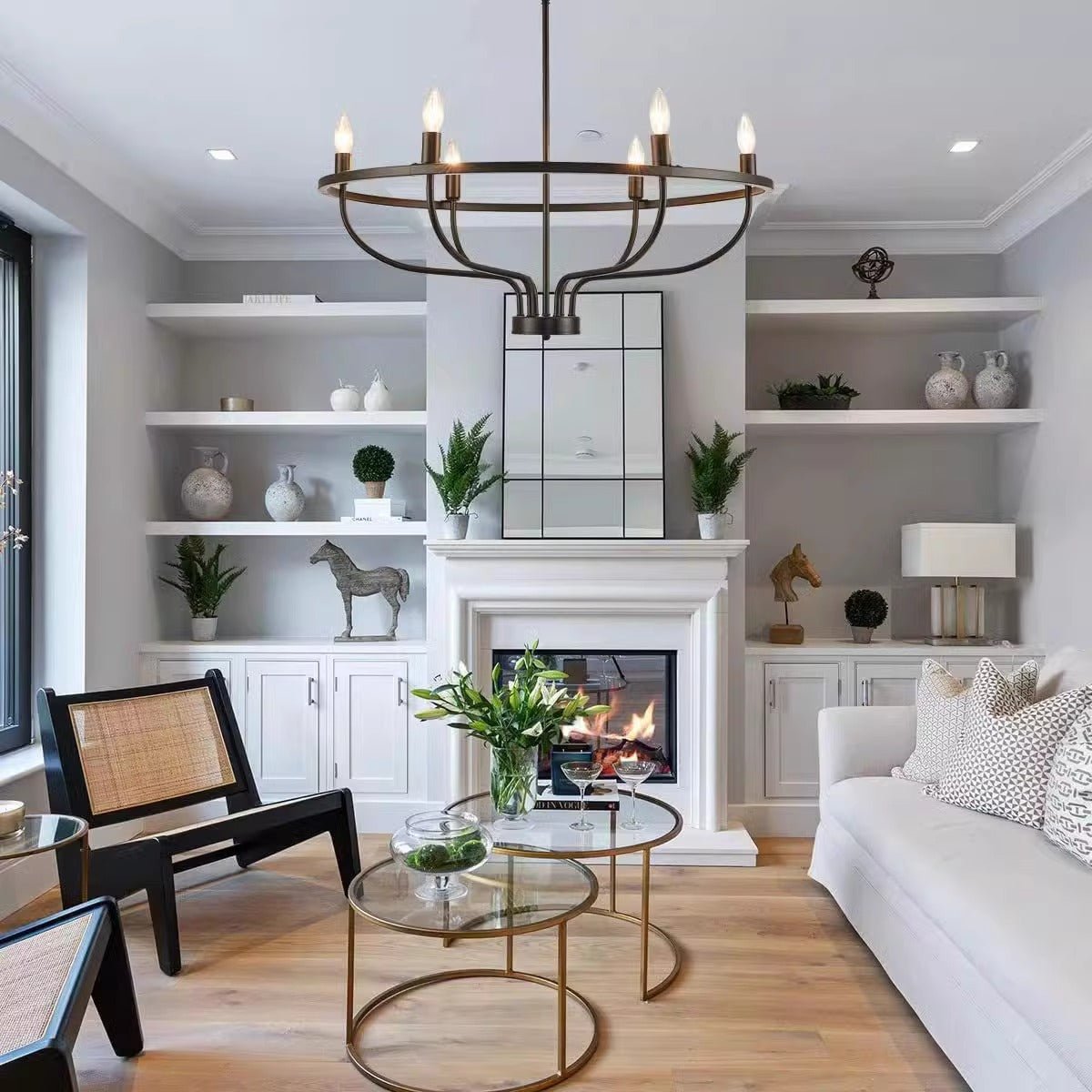 Aurelia Brass Gold Candelabra Chandelier-Neutral Decor