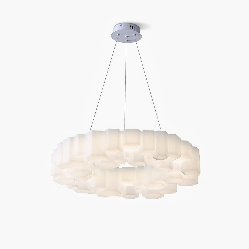 Lustra Chandelier Honeycomb Glossy White Polycarbonate-Neutral Decor