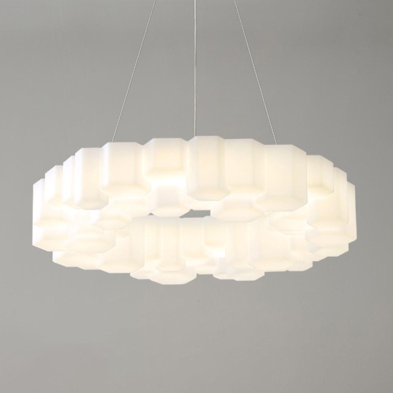 Lustra Chandelier Honeycomb Glossy White Polycarbonate-Neutral Decor