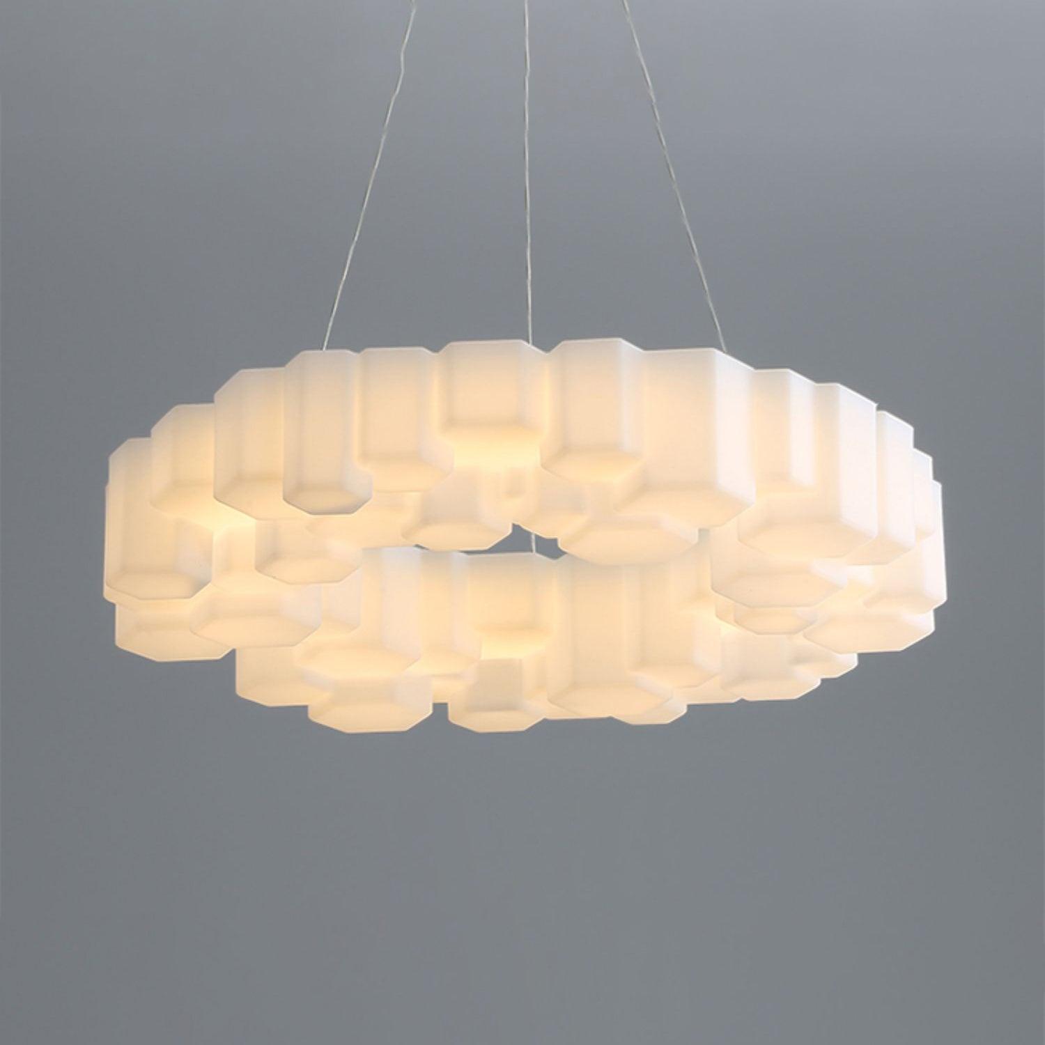 Lustra Chandelier Honeycomb Glossy White Polycarbonate-Neutral Decor