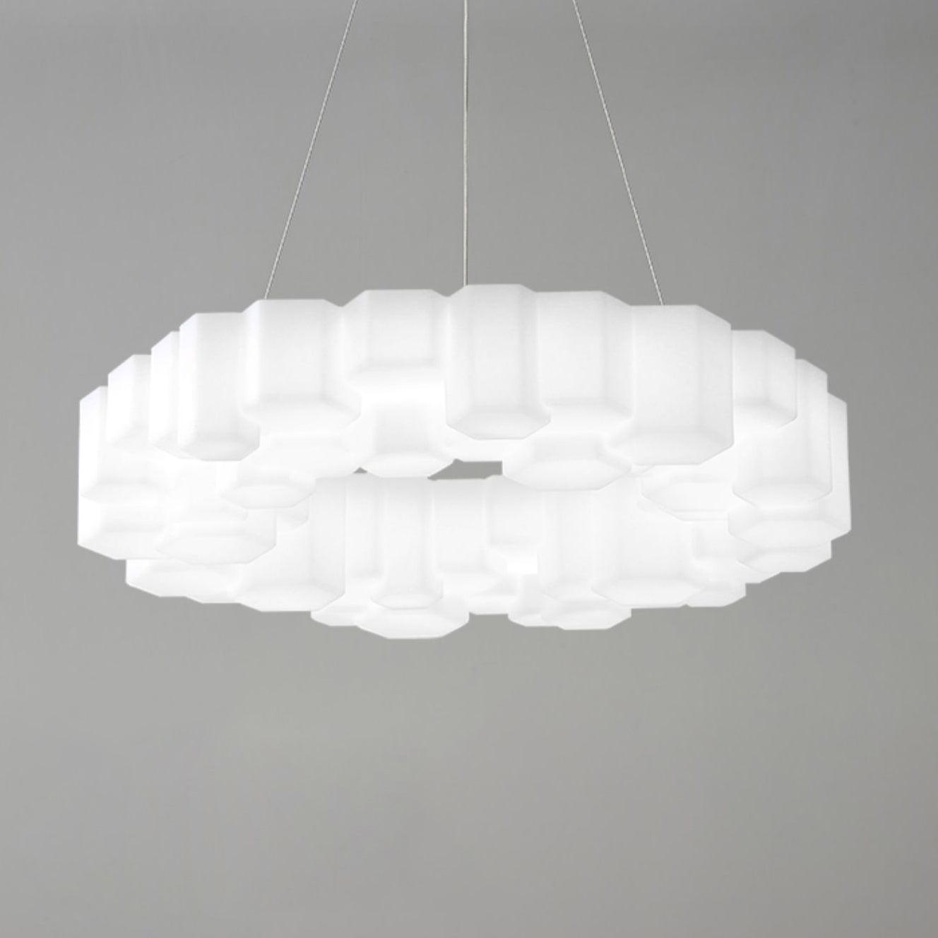 Lustra Chandelier Honeycomb Glossy White Polycarbonate-Neutral Decor