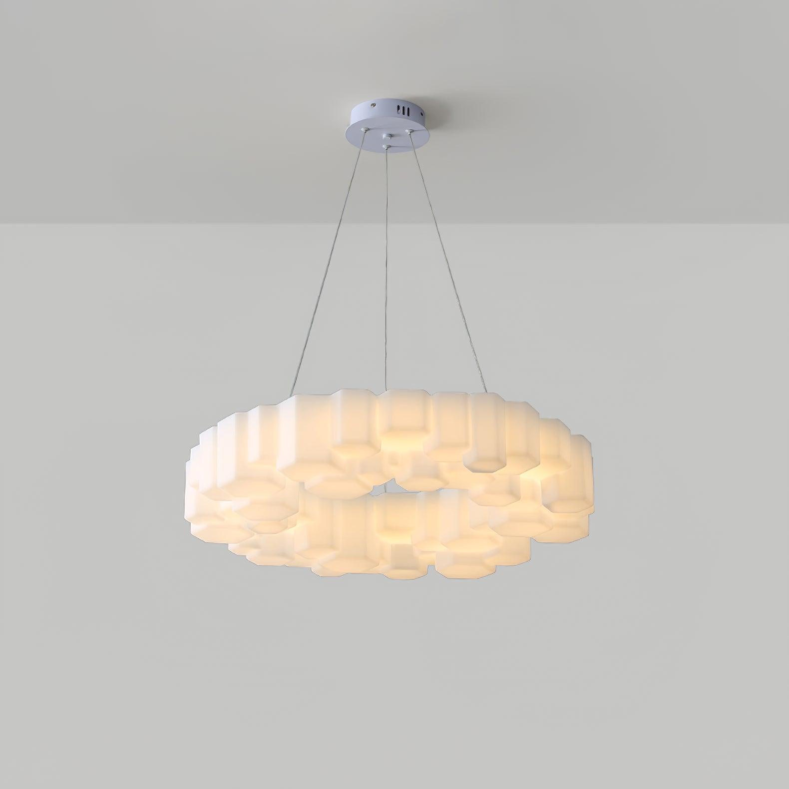 Lustra Chandelier Honeycomb Glossy White Polycarbonate-Neutral Decor
