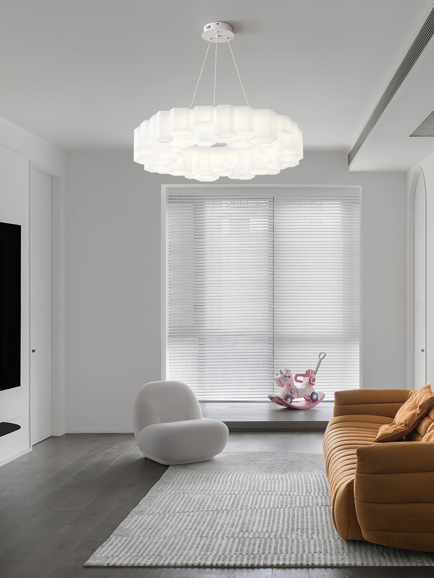 Lustra Chandelier Honeycomb Glossy White Polycarbonate-Neutral Decor