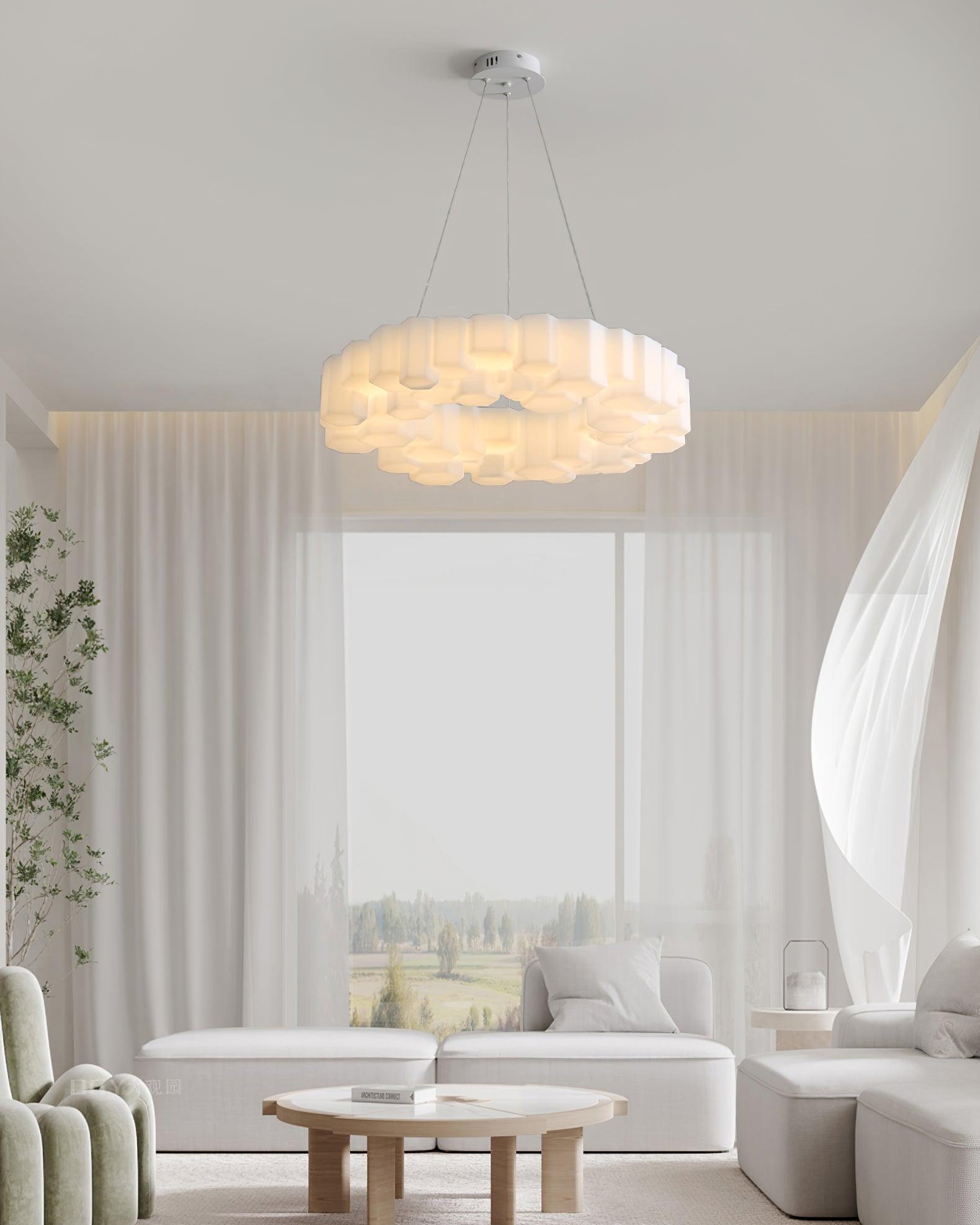 Lustra Chandelier Honeycomb Glossy White Polycarbonate-Neutral Decor