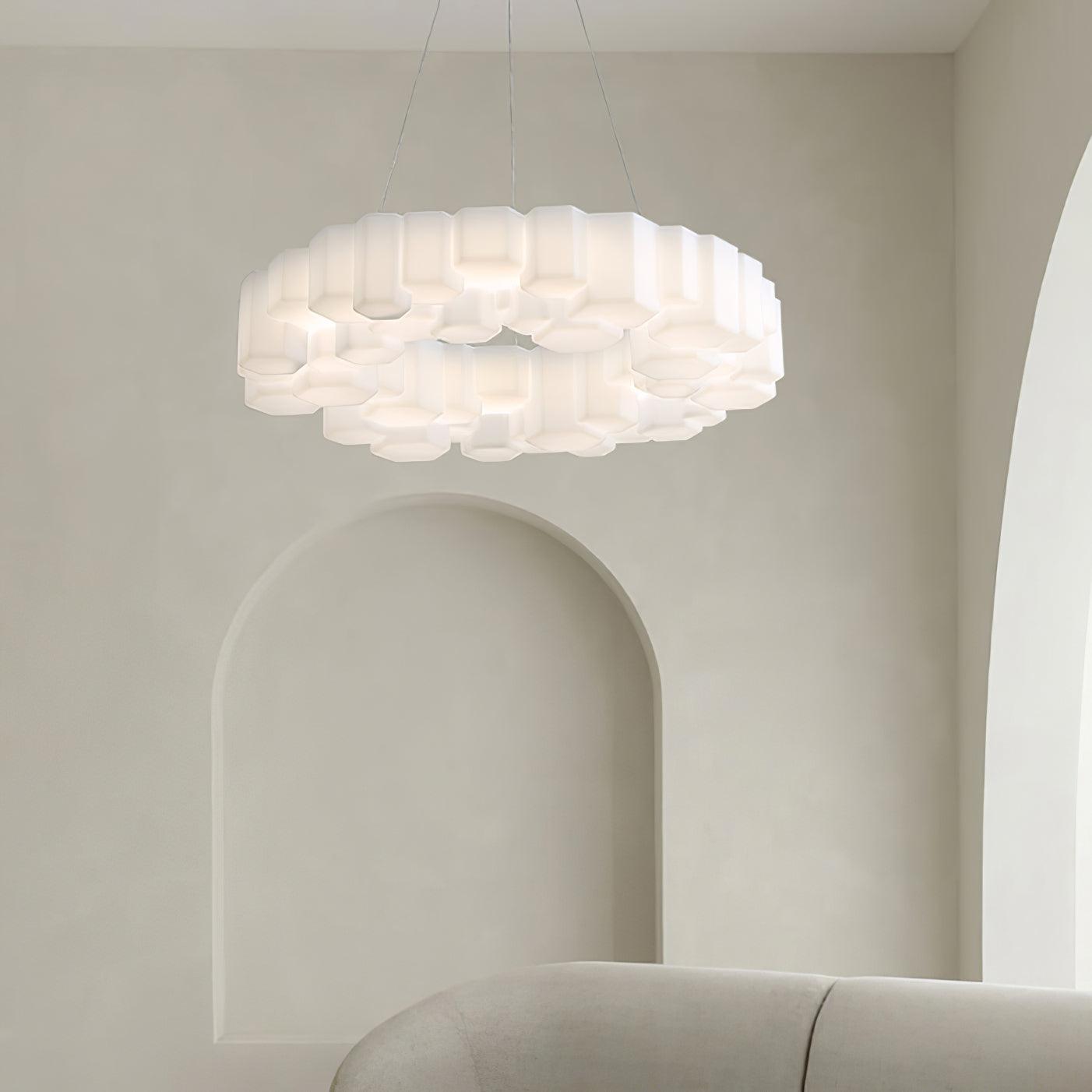 Lustra Chandelier Honeycomb Glossy White Polycarbonate-Neutral Decor