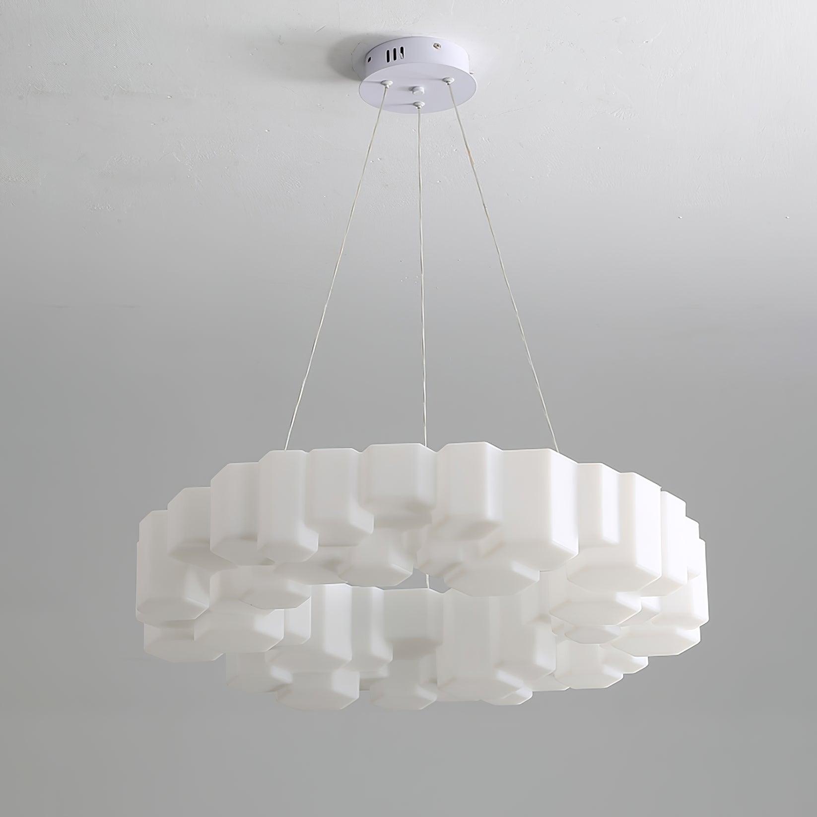 Lustra Chandelier Honeycomb Glossy White Polycarbonate-Neutral Decor