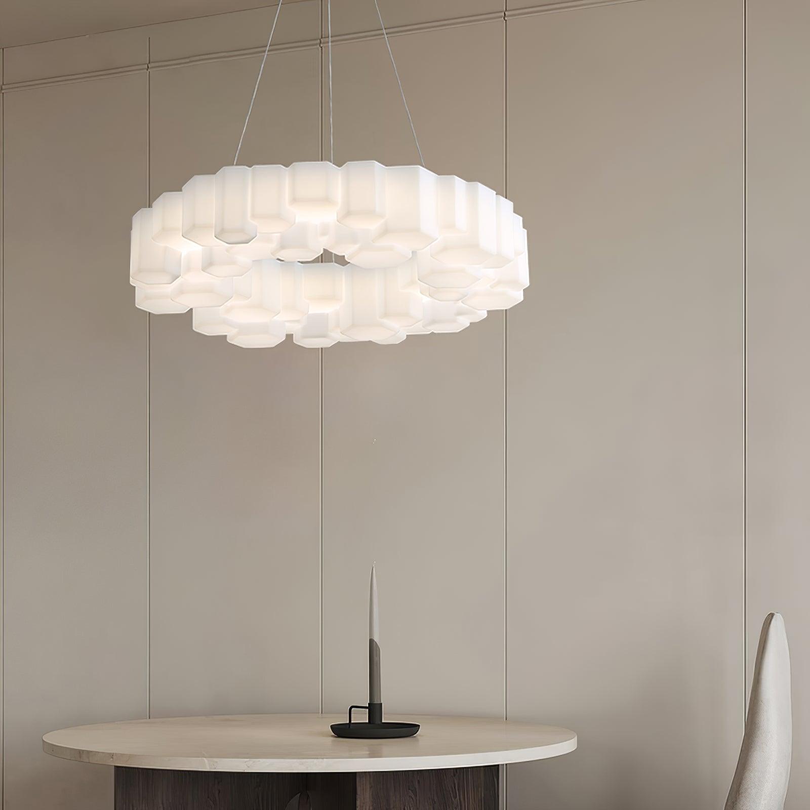 Lustra Chandelier Honeycomb Glossy White Polycarbonate-Neutral Decor