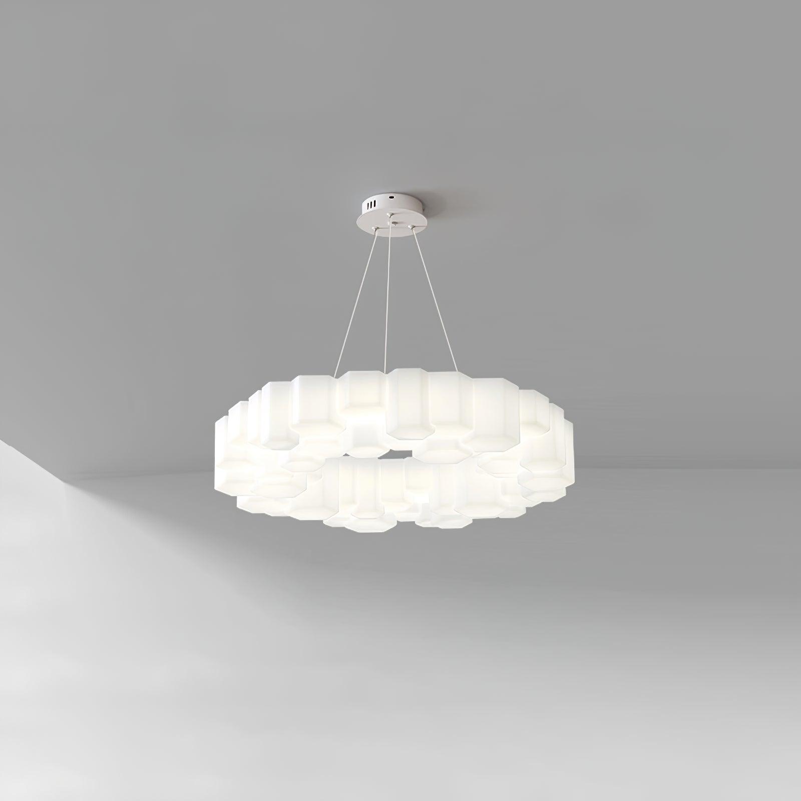 Lustra Chandelier Honeycomb Glossy White Polycarbonate-Neutral Decor