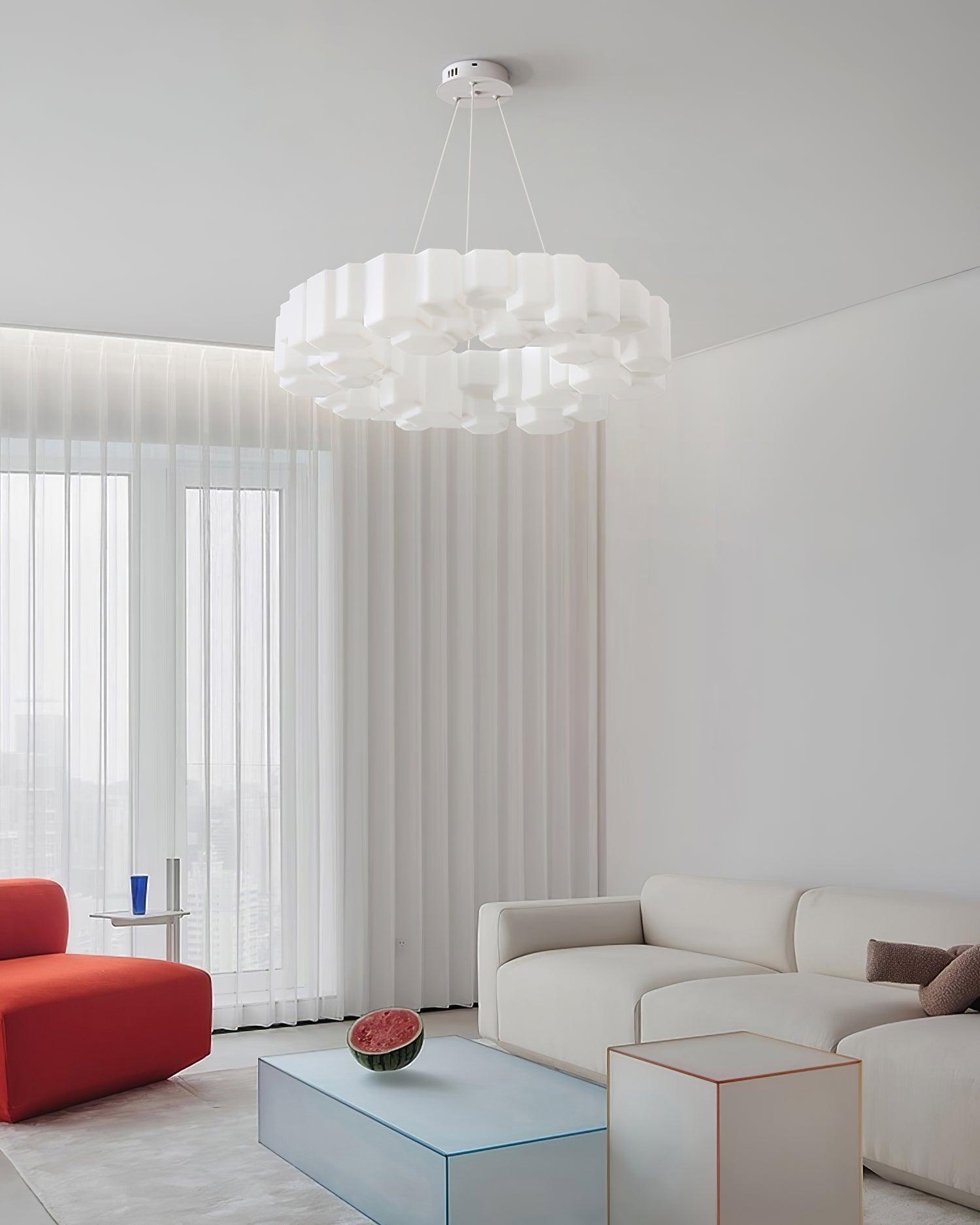 Lustra Chandelier Honeycomb Glossy White Polycarbonate-Neutral Decor