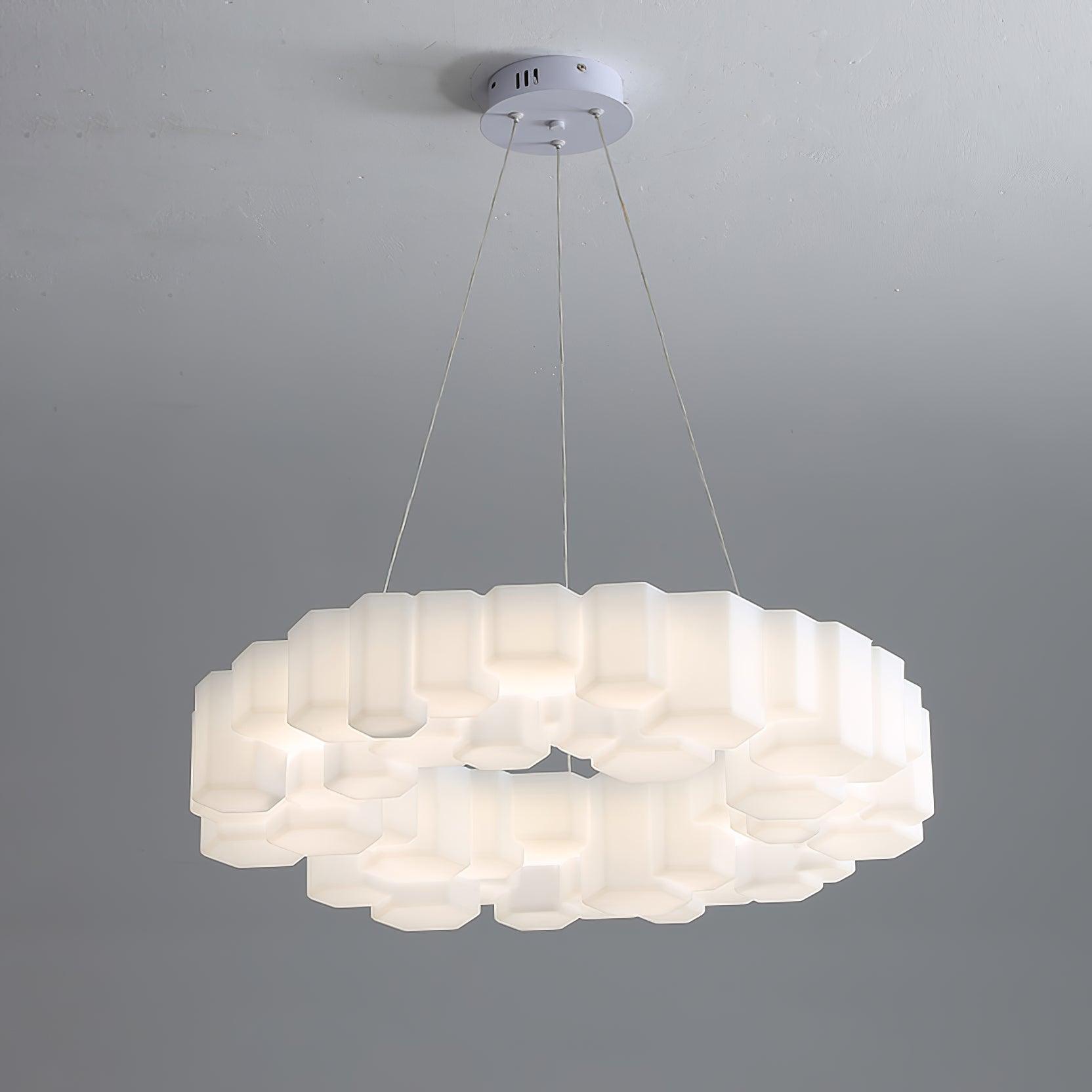Lustra Chandelier Honeycomb Glossy White Polycarbonate-Neutral Decor