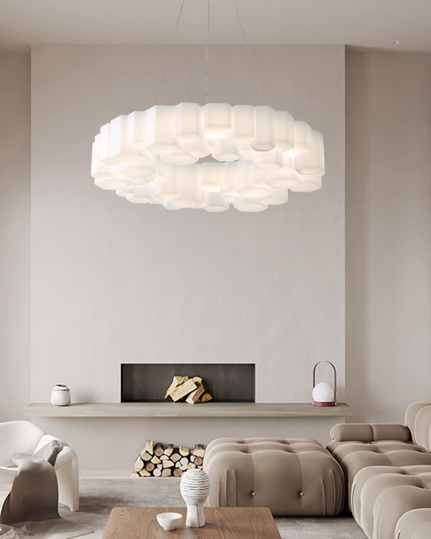 Lustra Chandelier Honeycomb Glossy White Polycarbonate-Neutral Decor