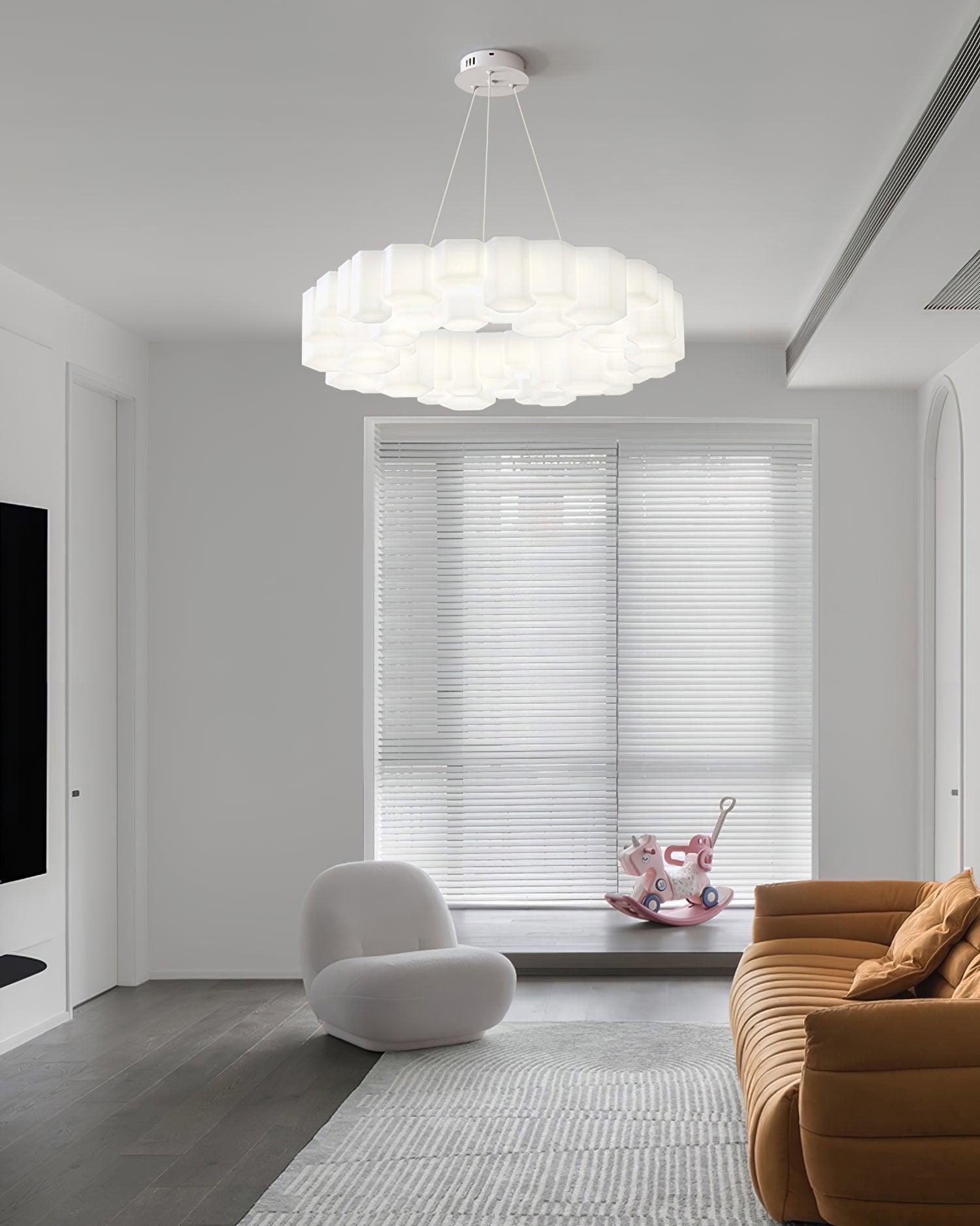 Lustra Chandelier Honeycomb Glossy White Polycarbonate-Neutral Decor