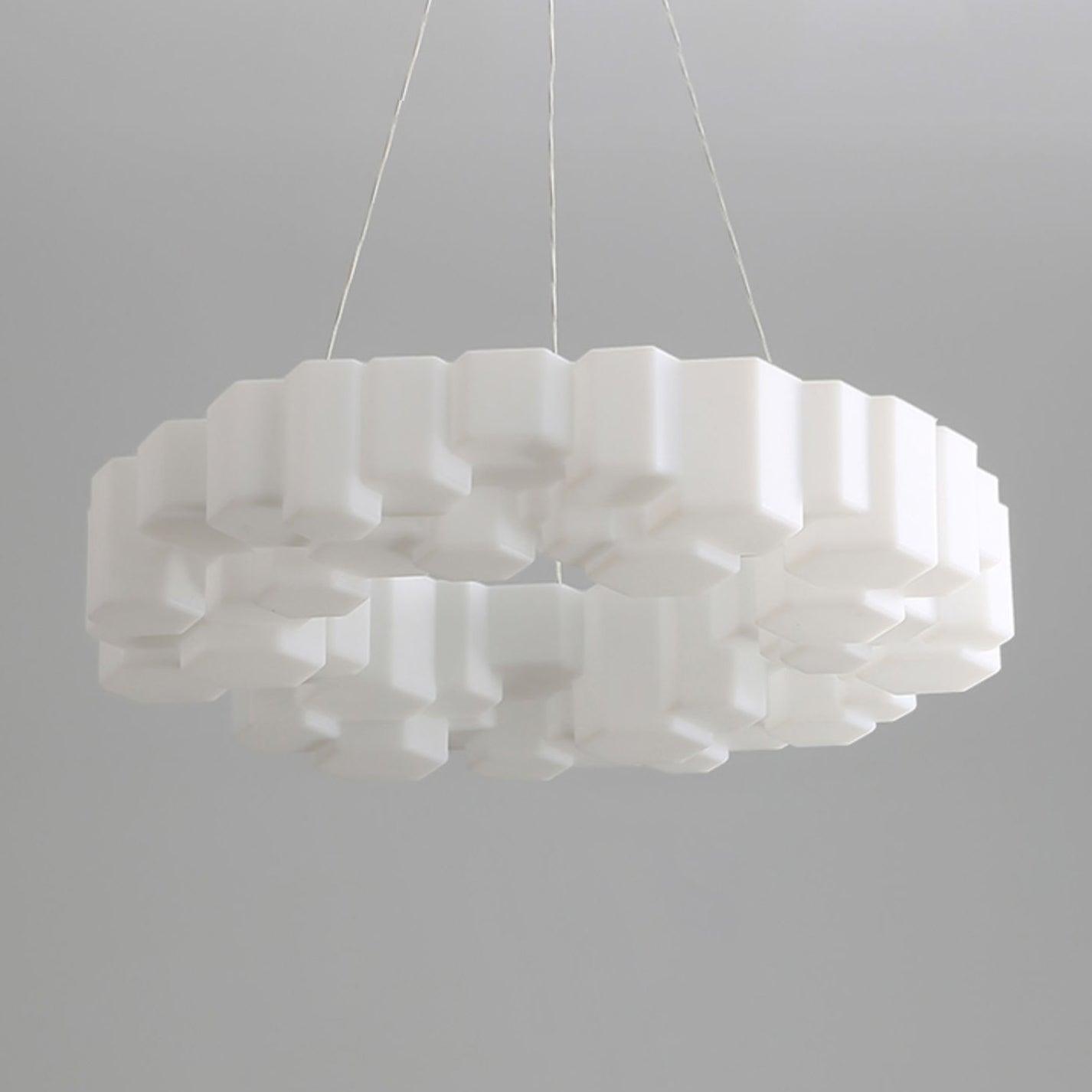 Lustra Chandelier Honeycomb Glossy White Polycarbonate-Neutral Decor