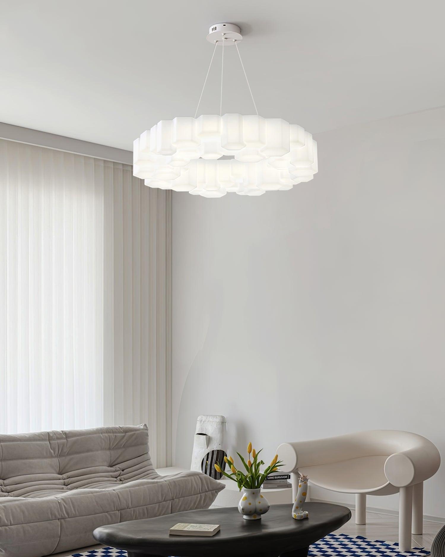 Lustra Chandelier Honeycomb Glossy White Polycarbonate-Neutral Decor